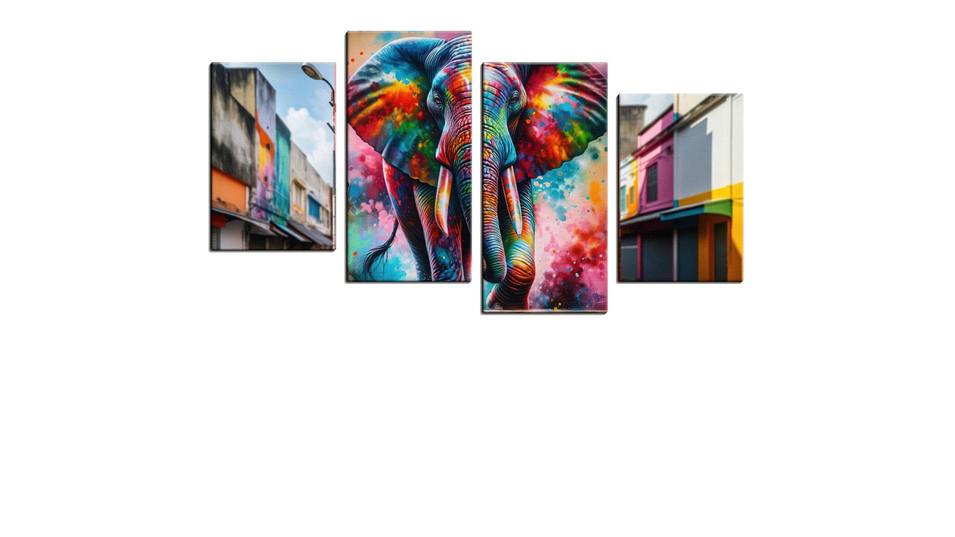 Bright Coloured Elephant on a Building