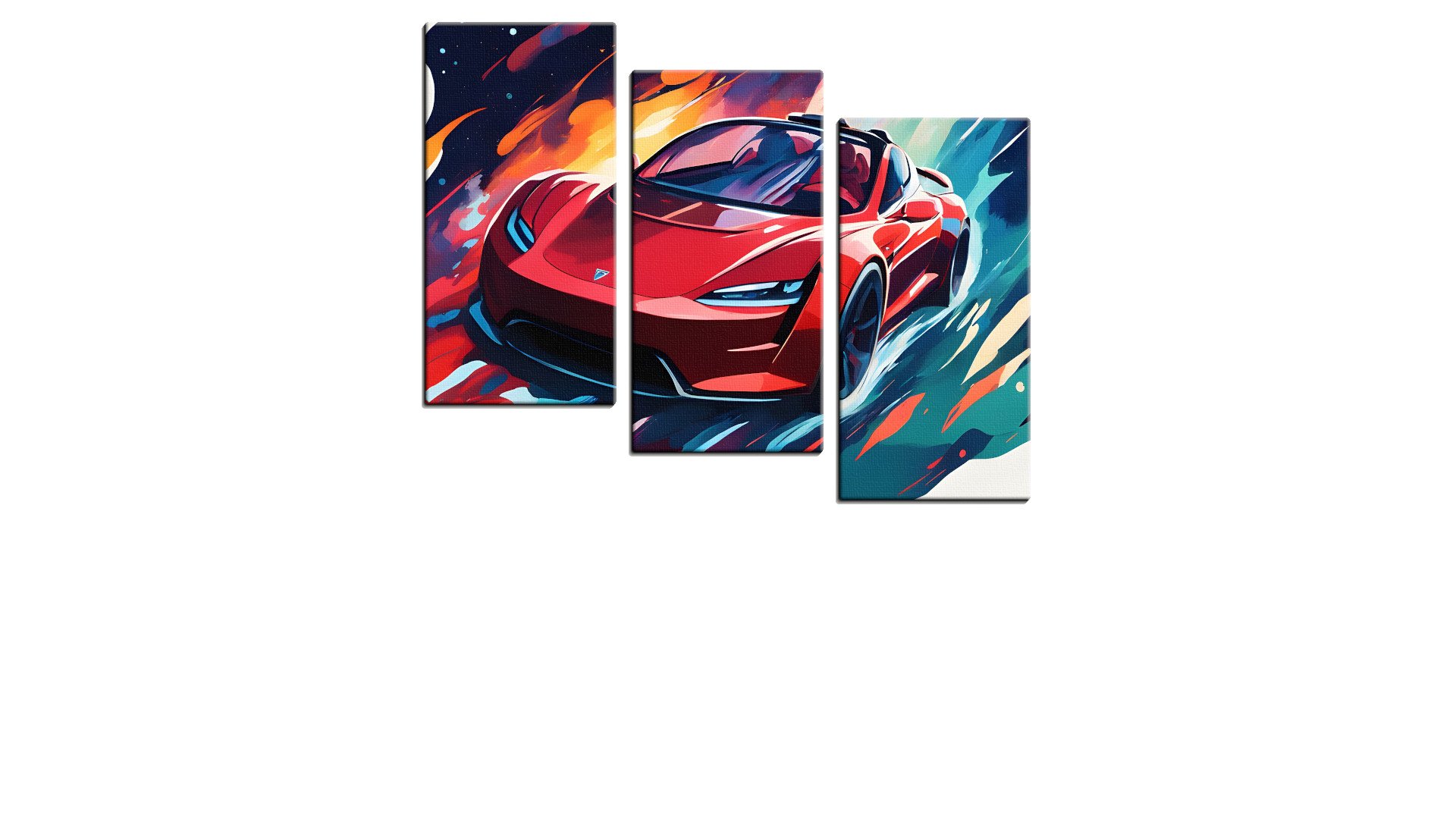 Cartoon Ruby Red Sports Car in Space