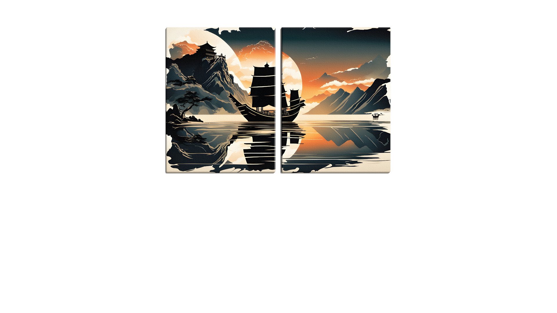 Junk Boat below a Cliff Fortress