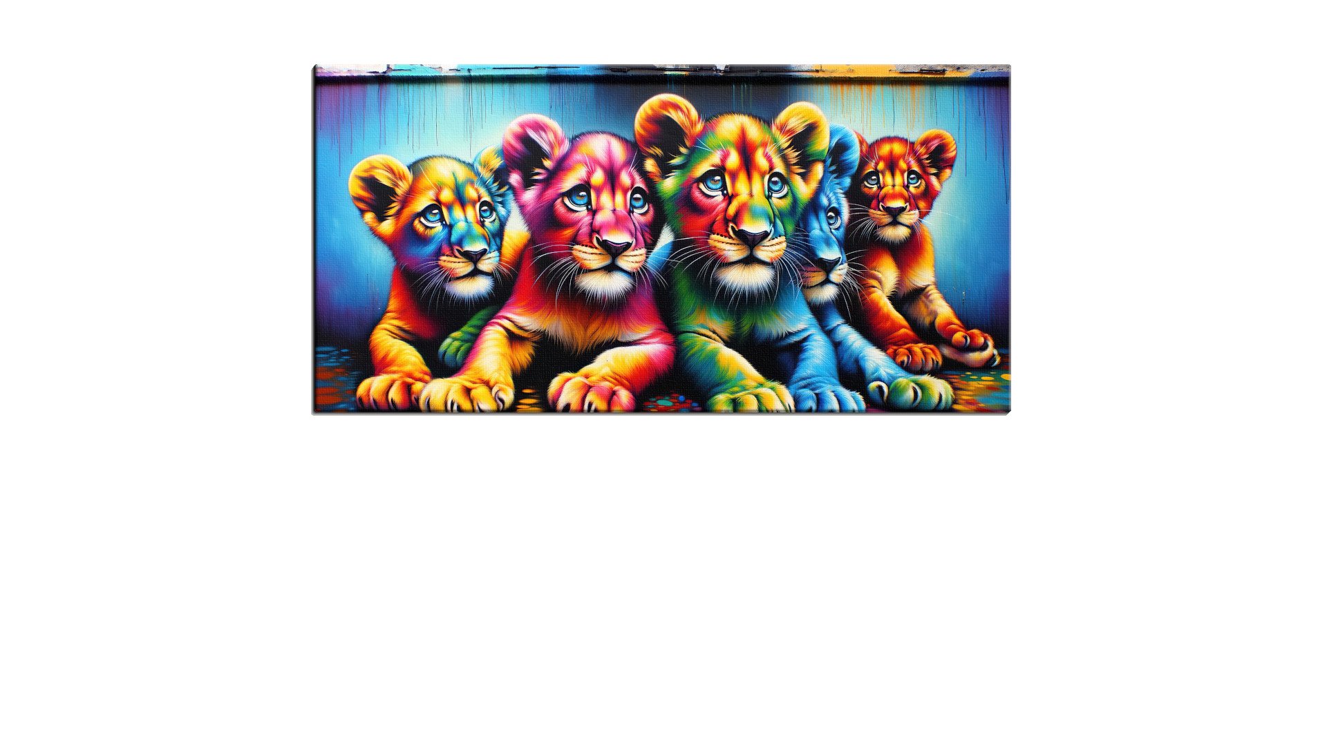 Bright Colourful Group of Lion Cubs