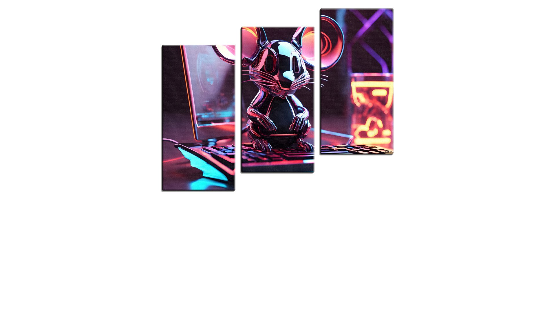 Neon Laptop, Mouse and Keyboard