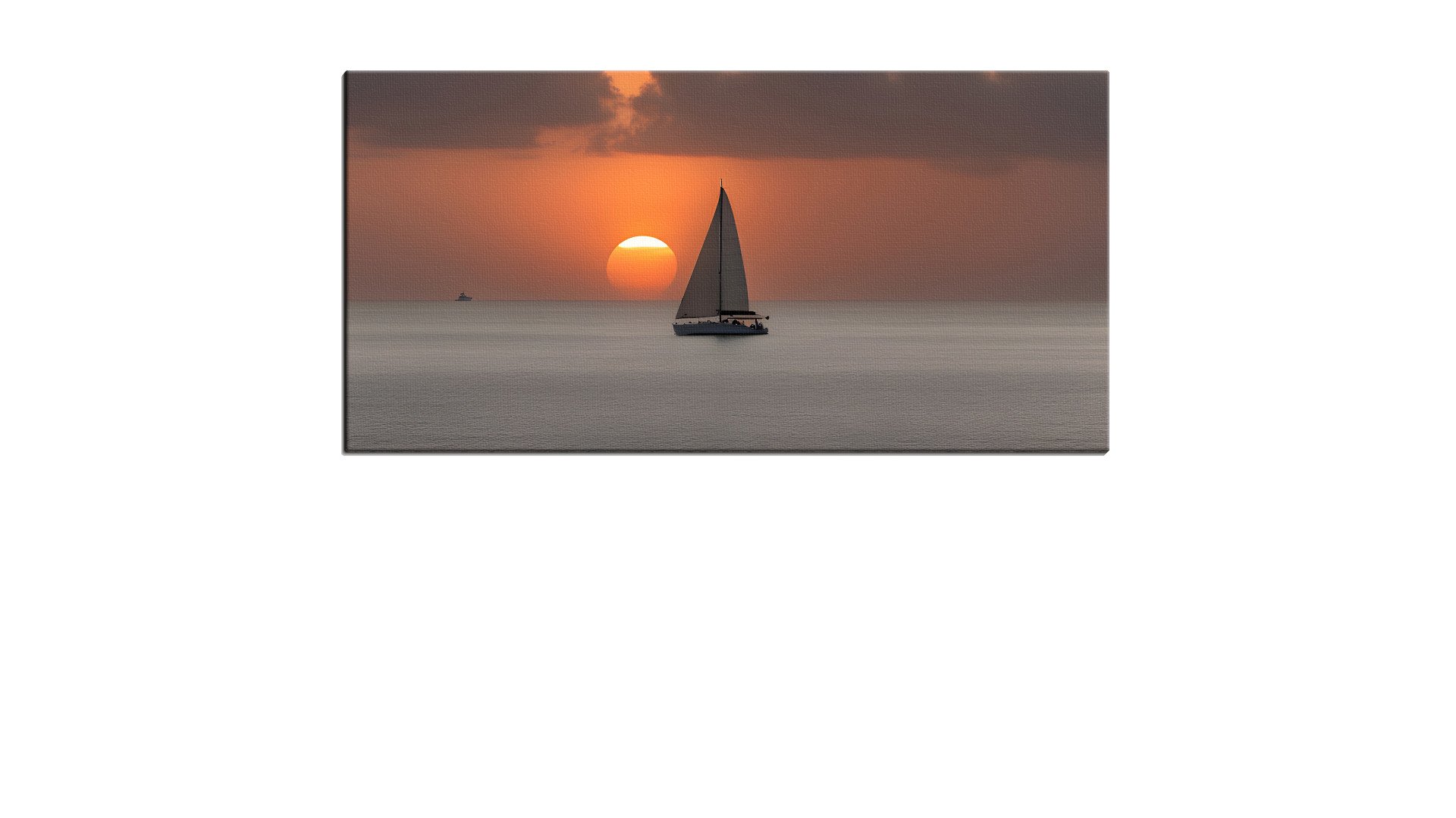 Setting Sun and a Lone Yacht