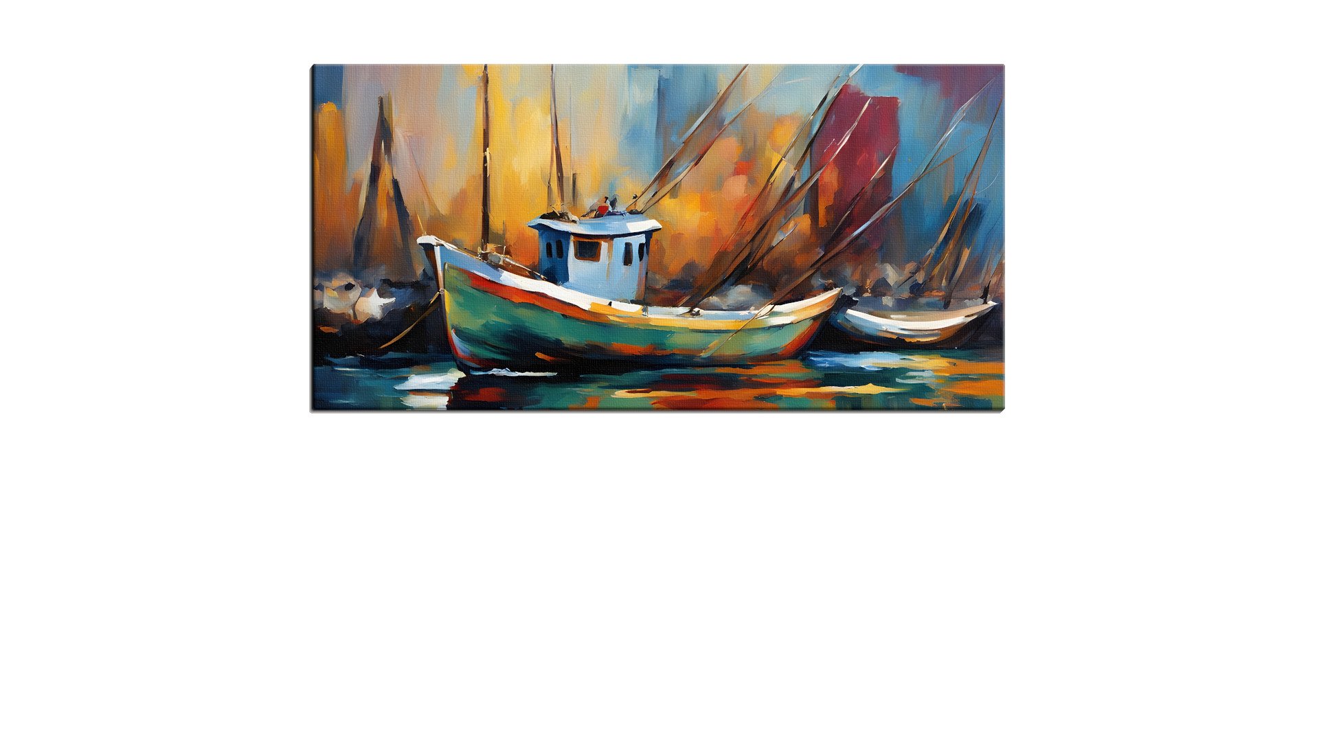 Fishing Boat at Harbour in Paint