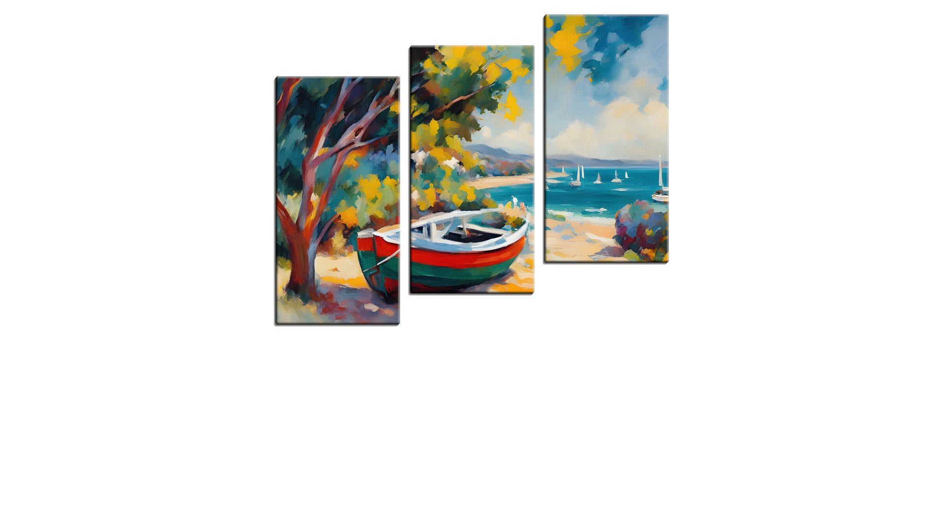 Painted Vista of a Row Boat by the Bay