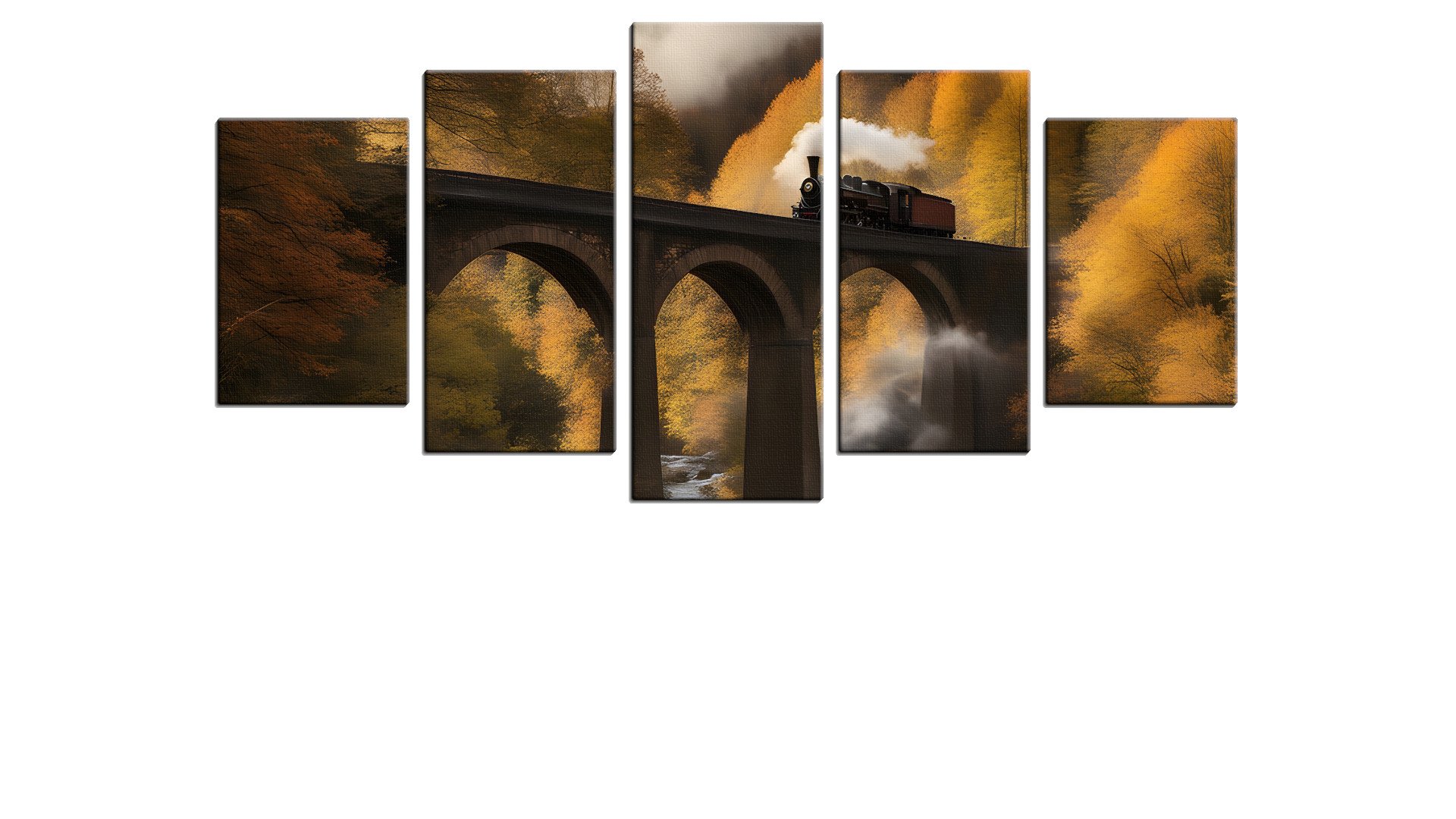 Single Steam Train crossing a Viaduct