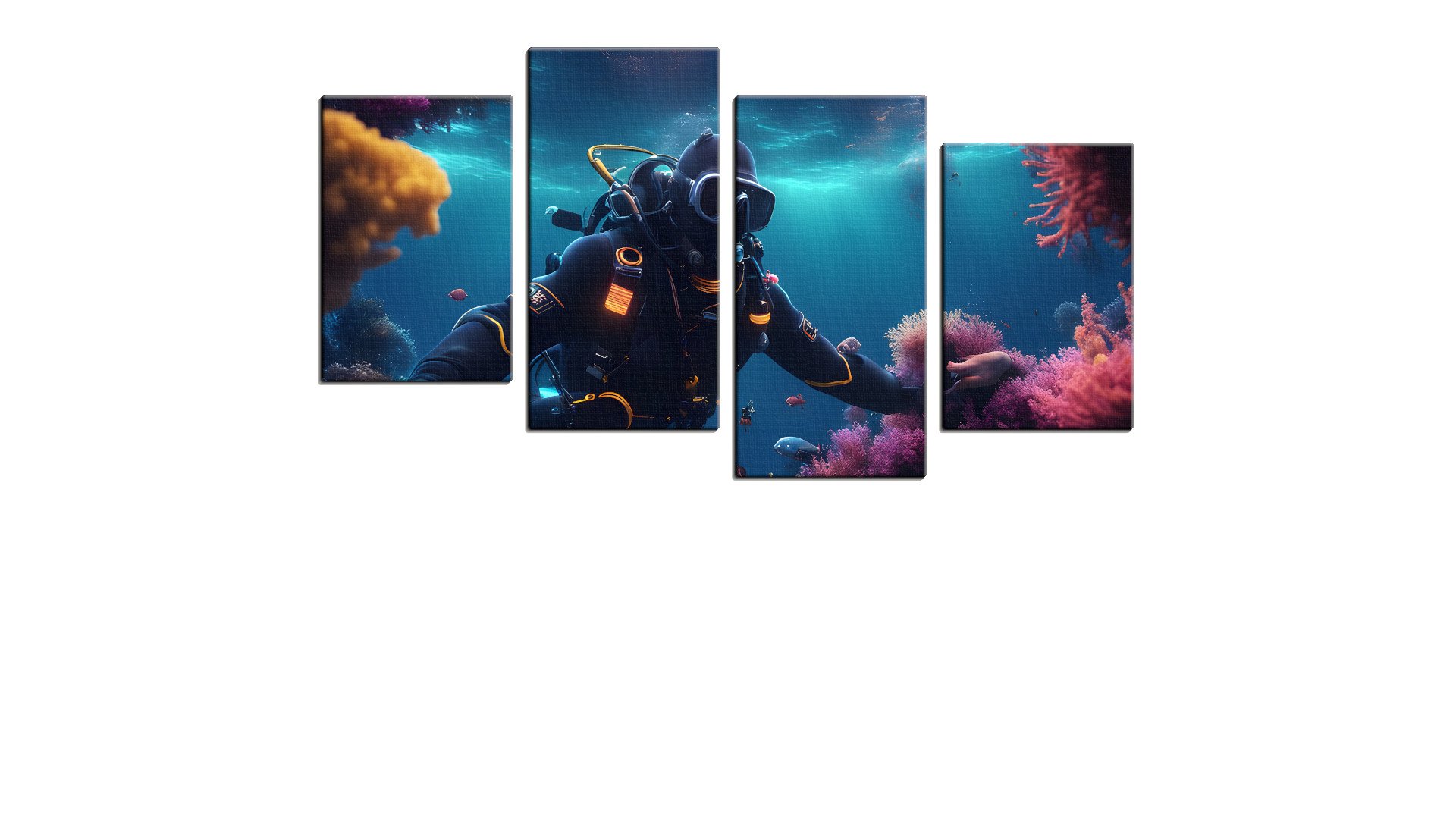 Diver in a Neon Coral Reef