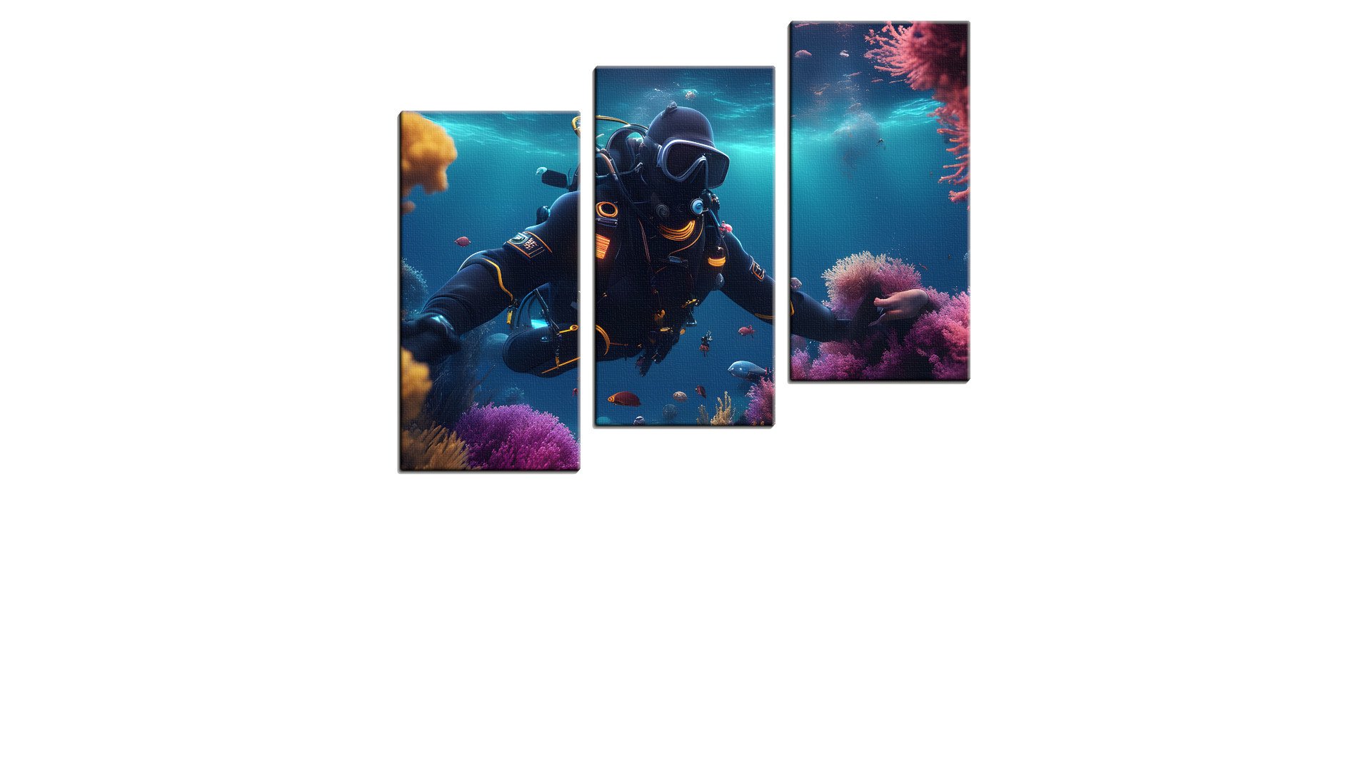 Diver in a Neon Coral Reef