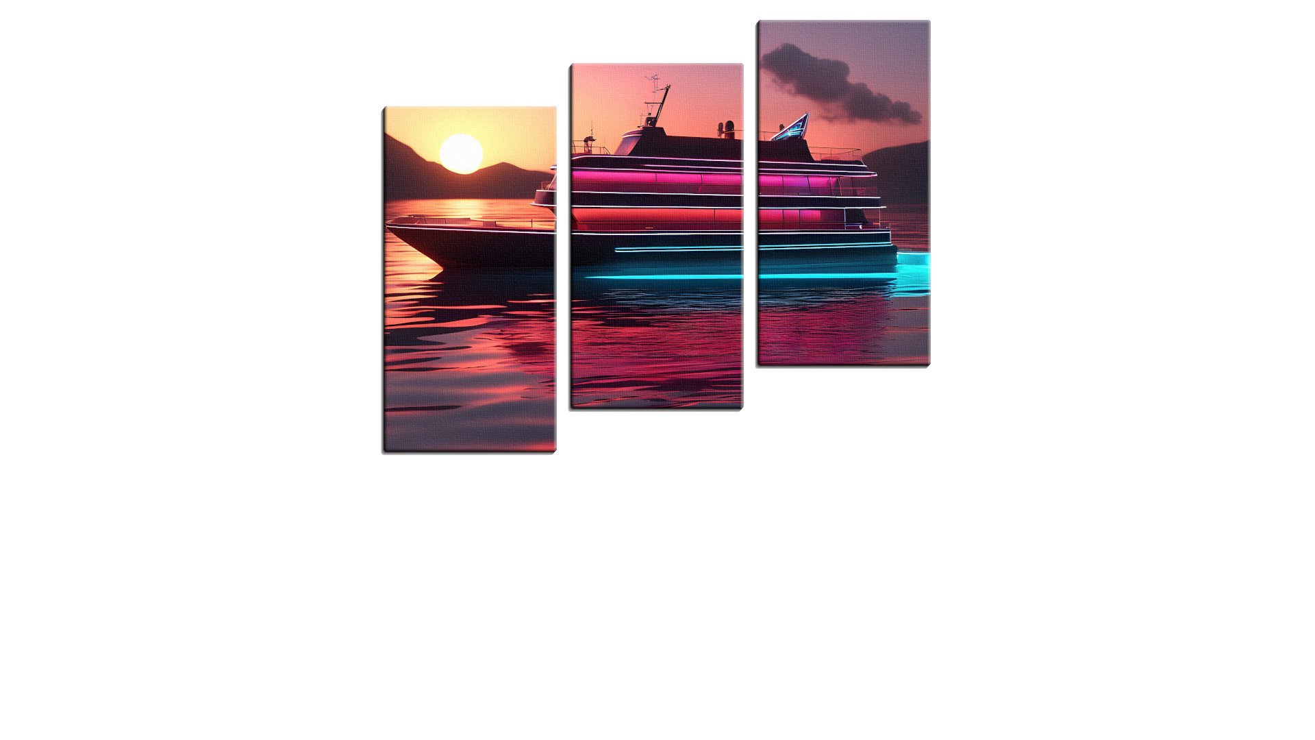 Neon Cruising Yacht at Sundown