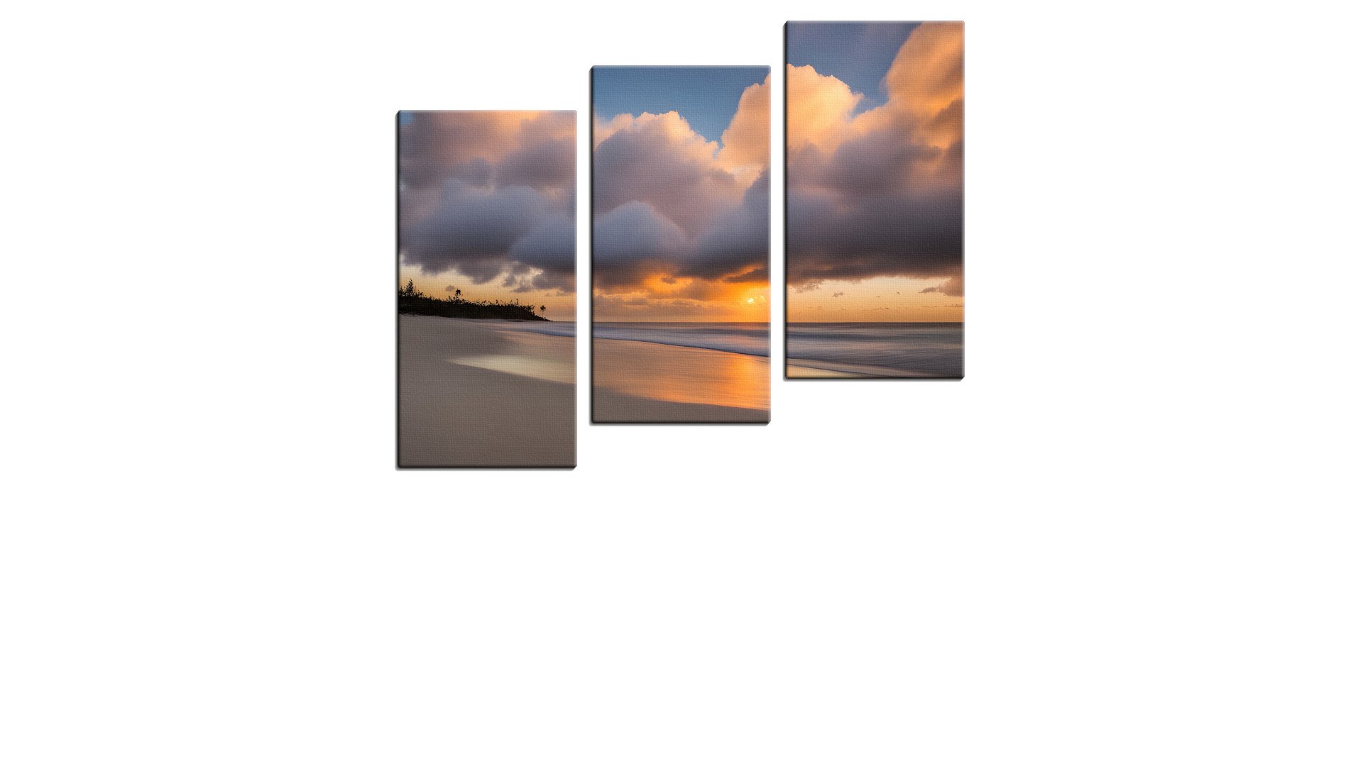Calm Beach with the Sun Hidden by Clouds