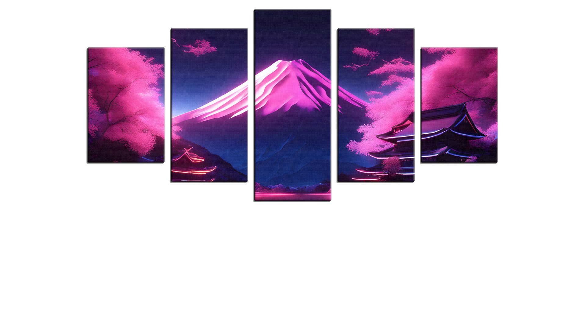 Neon Mount Fuji at Dusk