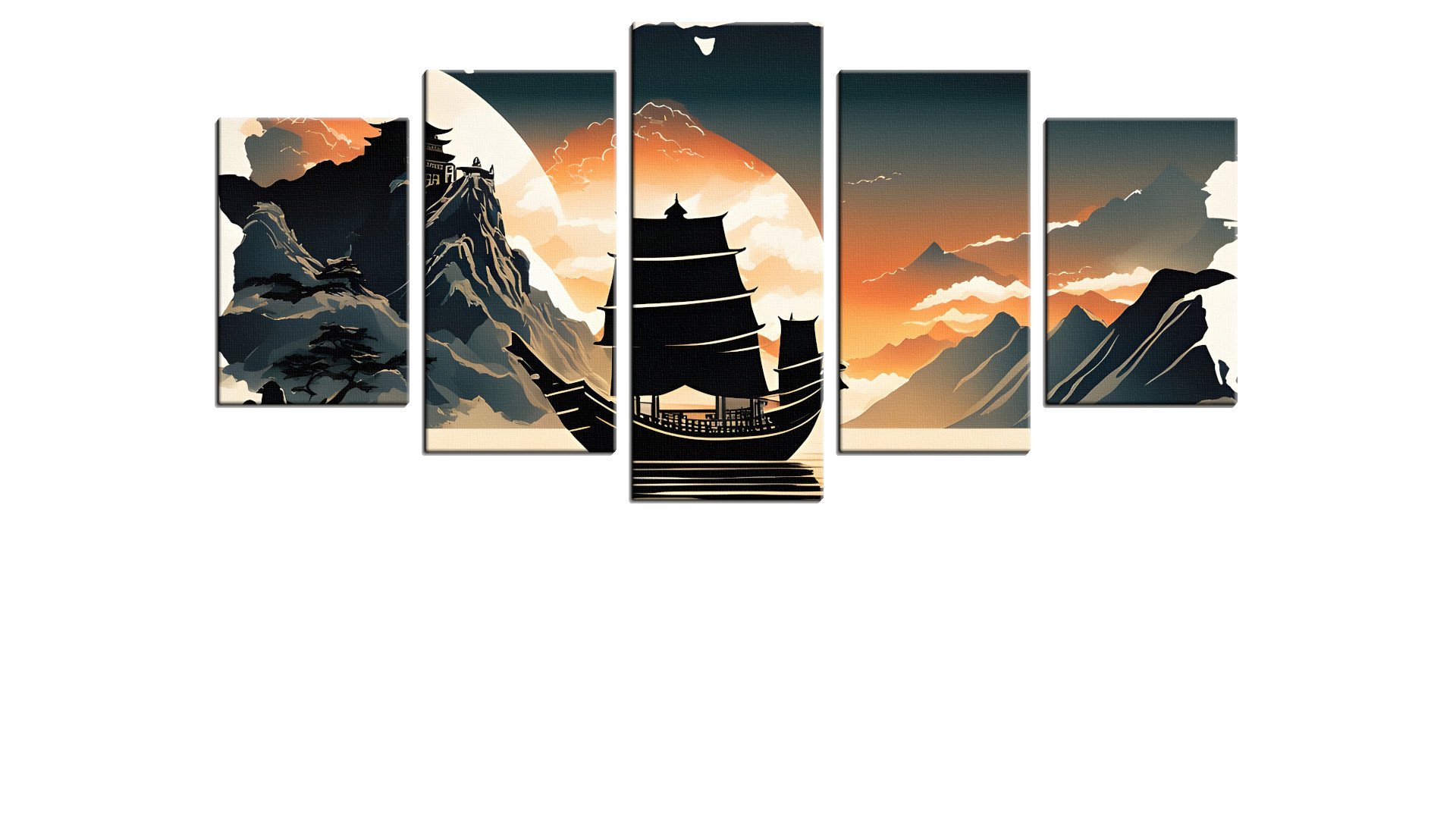Junk Boat below a Cliff Fortress