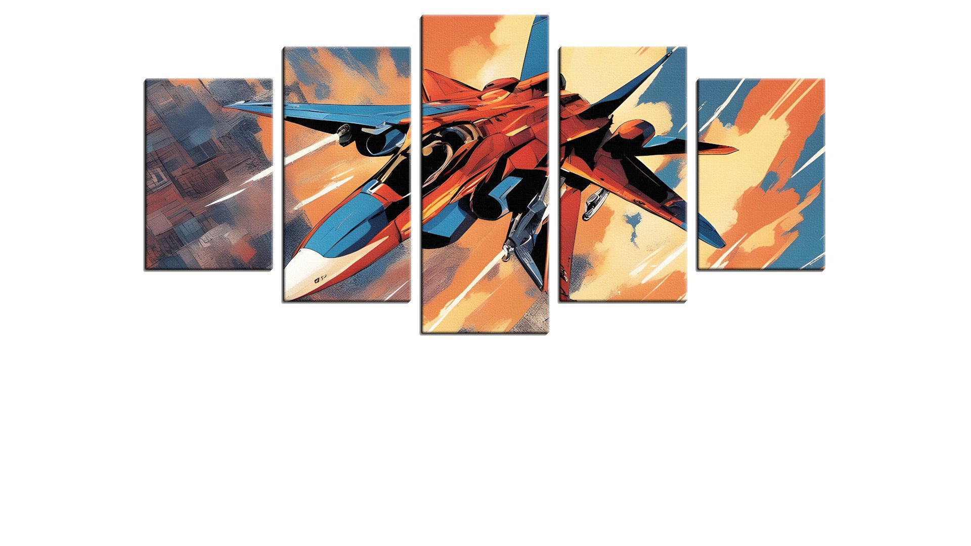 Cartoon Blue and Red Jet Fighter