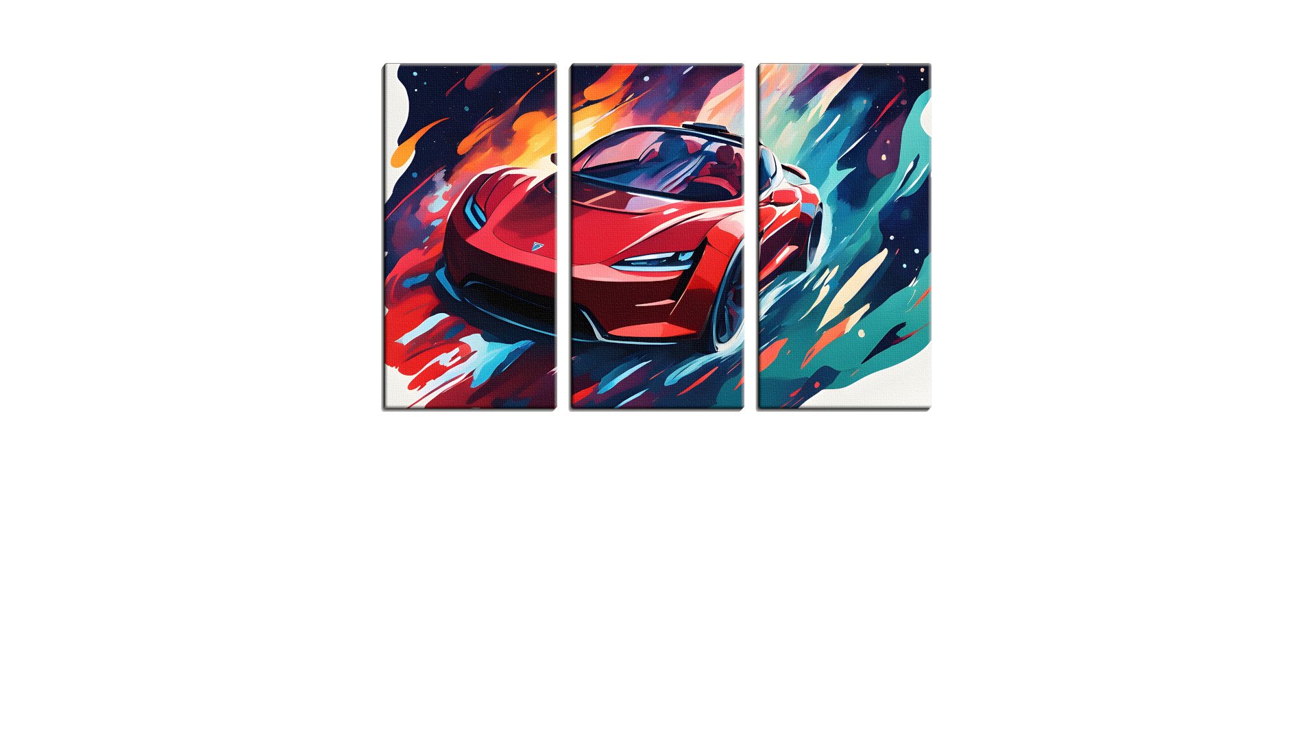 Cartoon Ruby Red Sports Car in Space