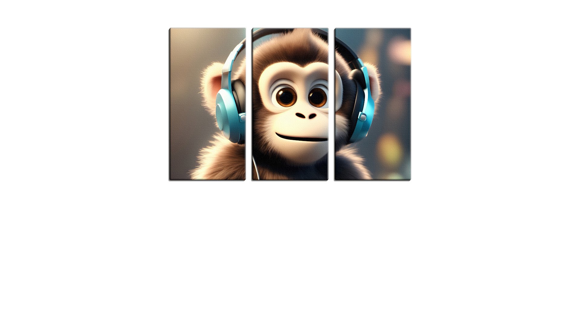 Cheeky Young Monkey with Headphones