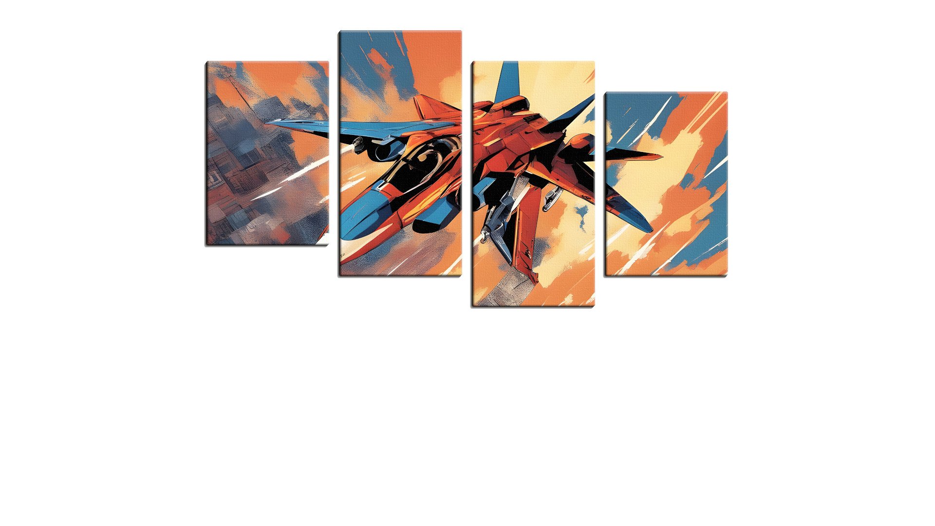 Cartoon Blue and Red Jet Fighter