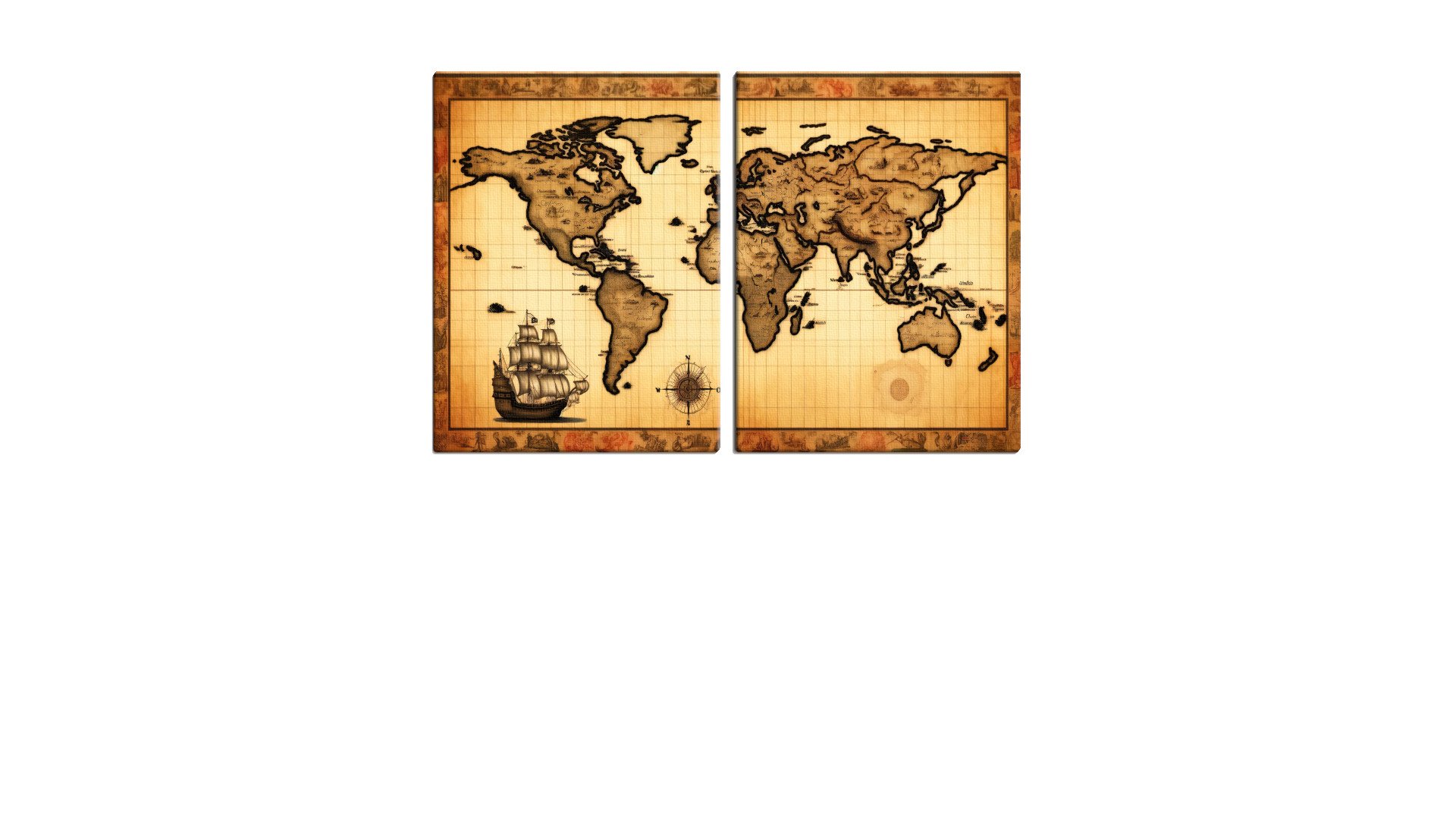 Brown and Cream World Map