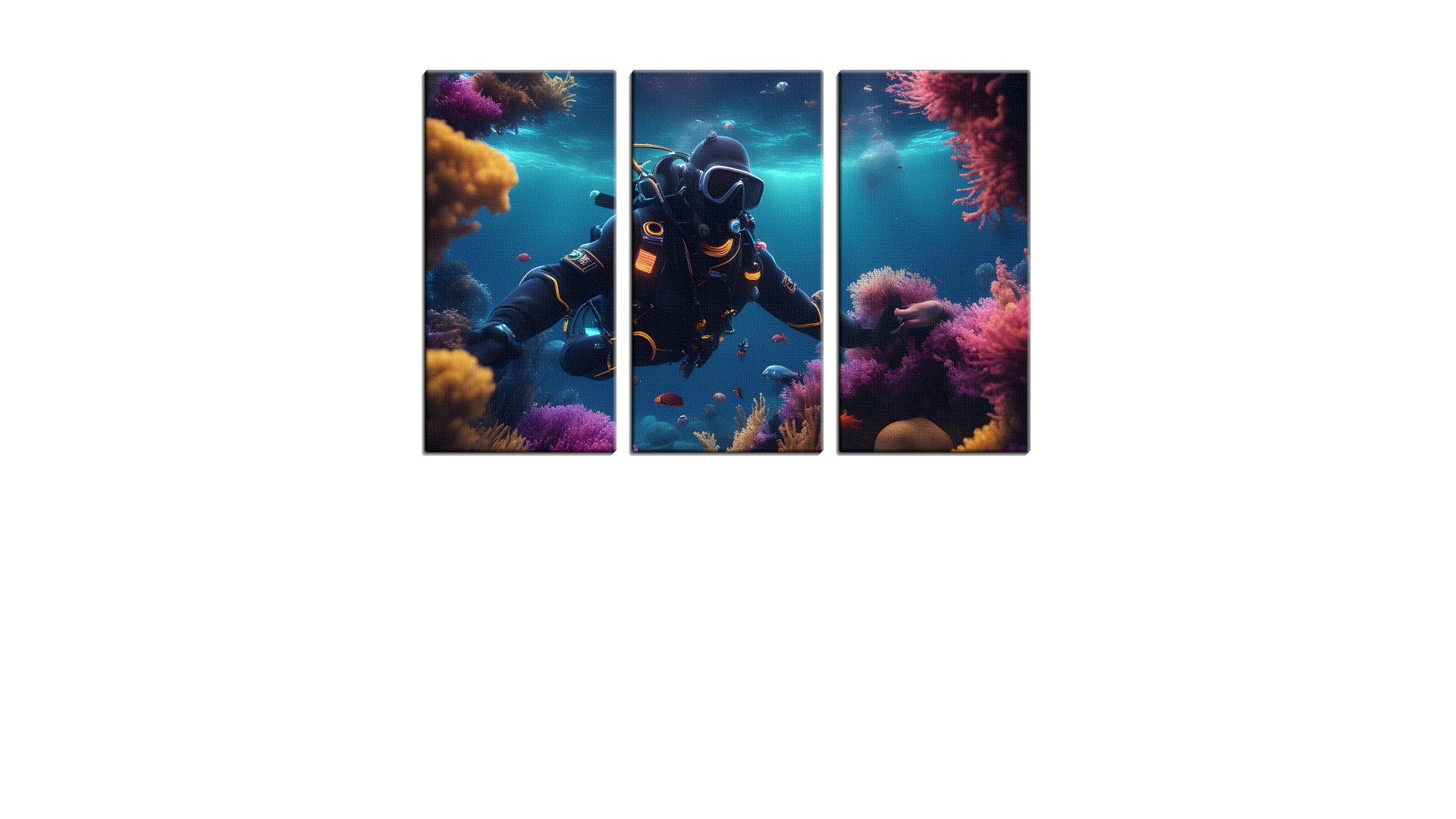Diver in a Neon Coral Reef