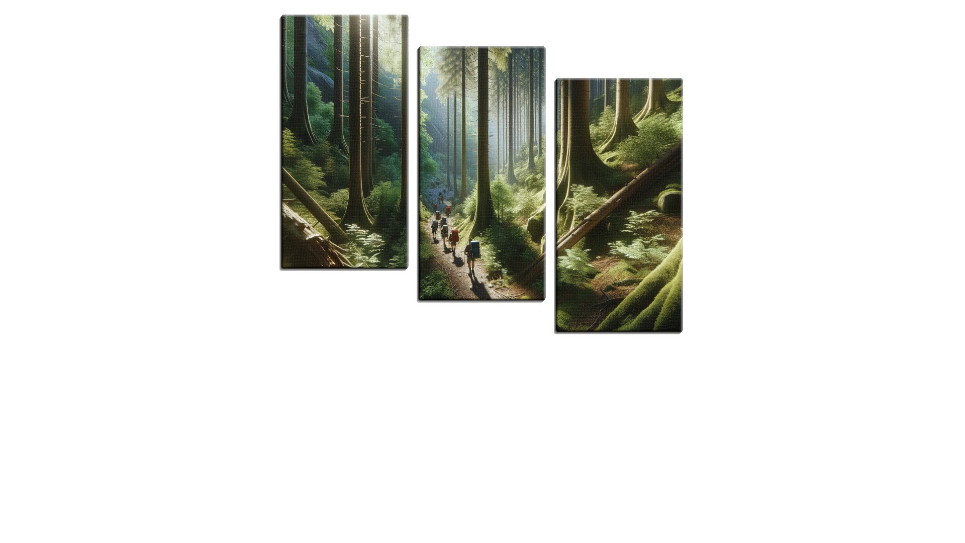 Troop of Hikers in the Forest