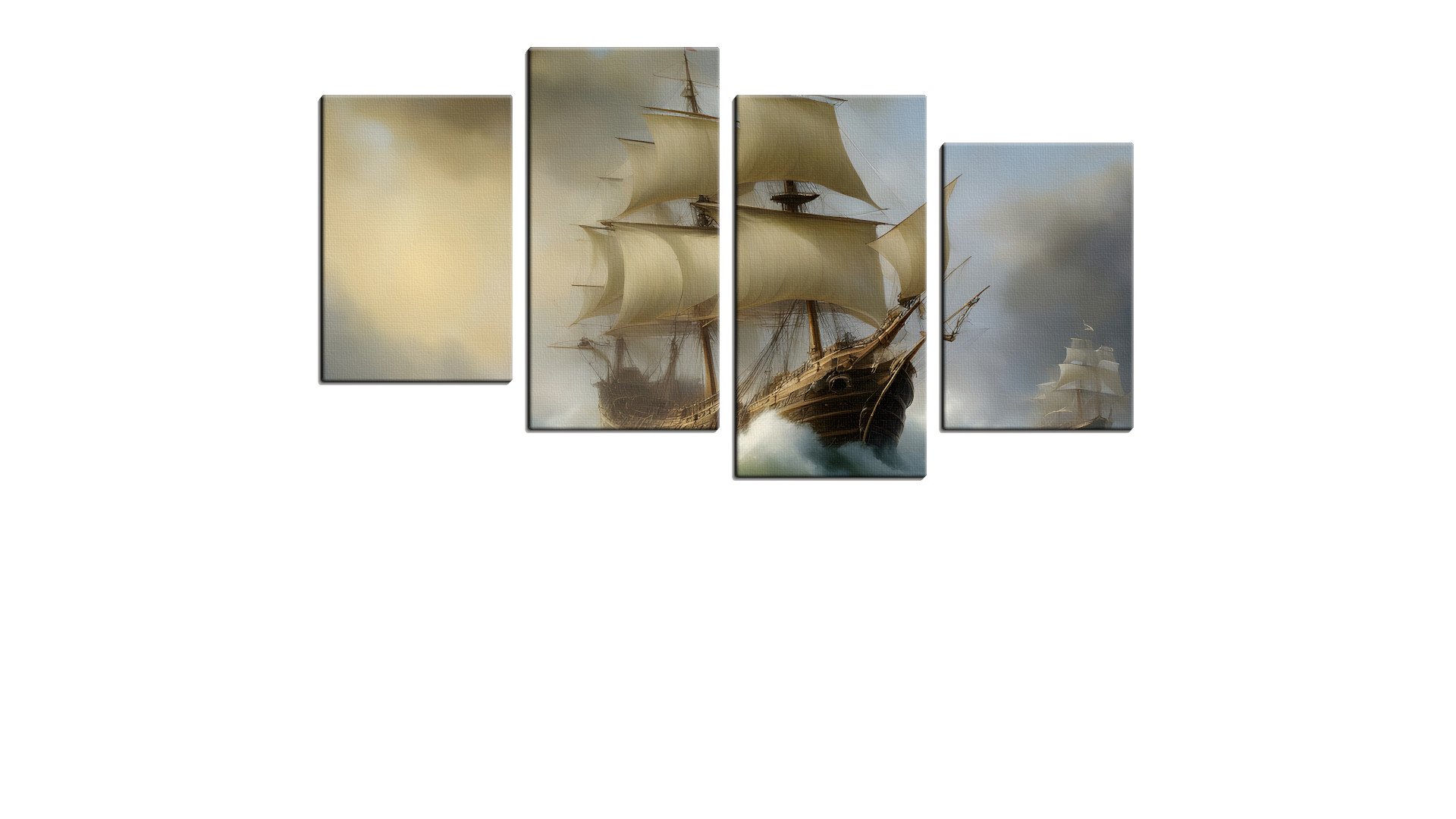 Pair of Frigates Battling the Waves