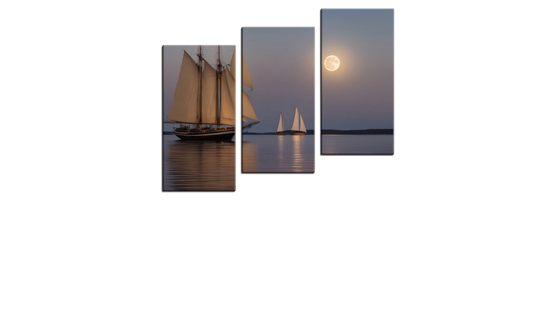 Moored Frigate on a Calm Moonlit Sea