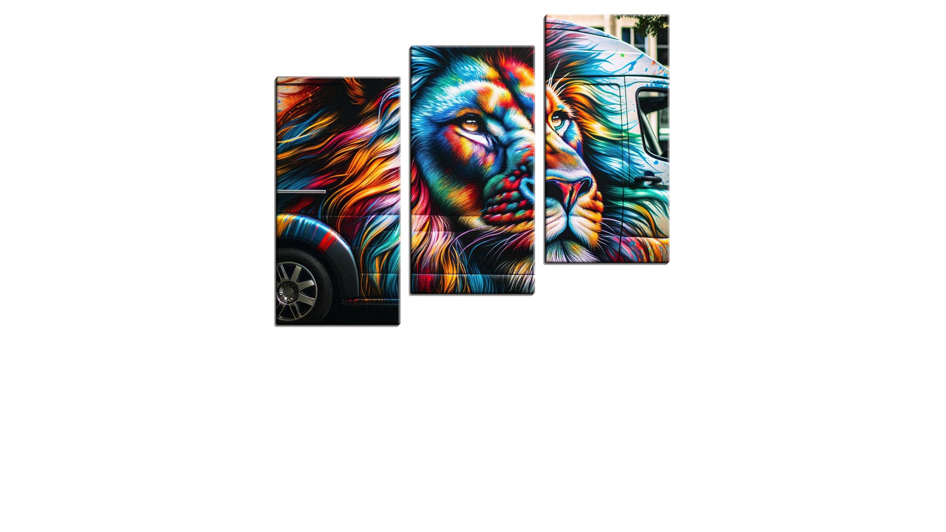 Bright Coloured Lion on a Van