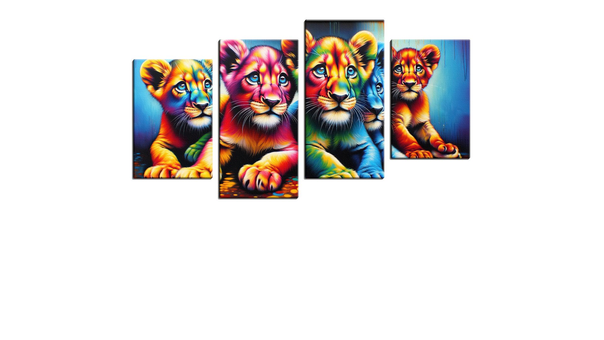 Bright Colourful Group of Lion Cubs