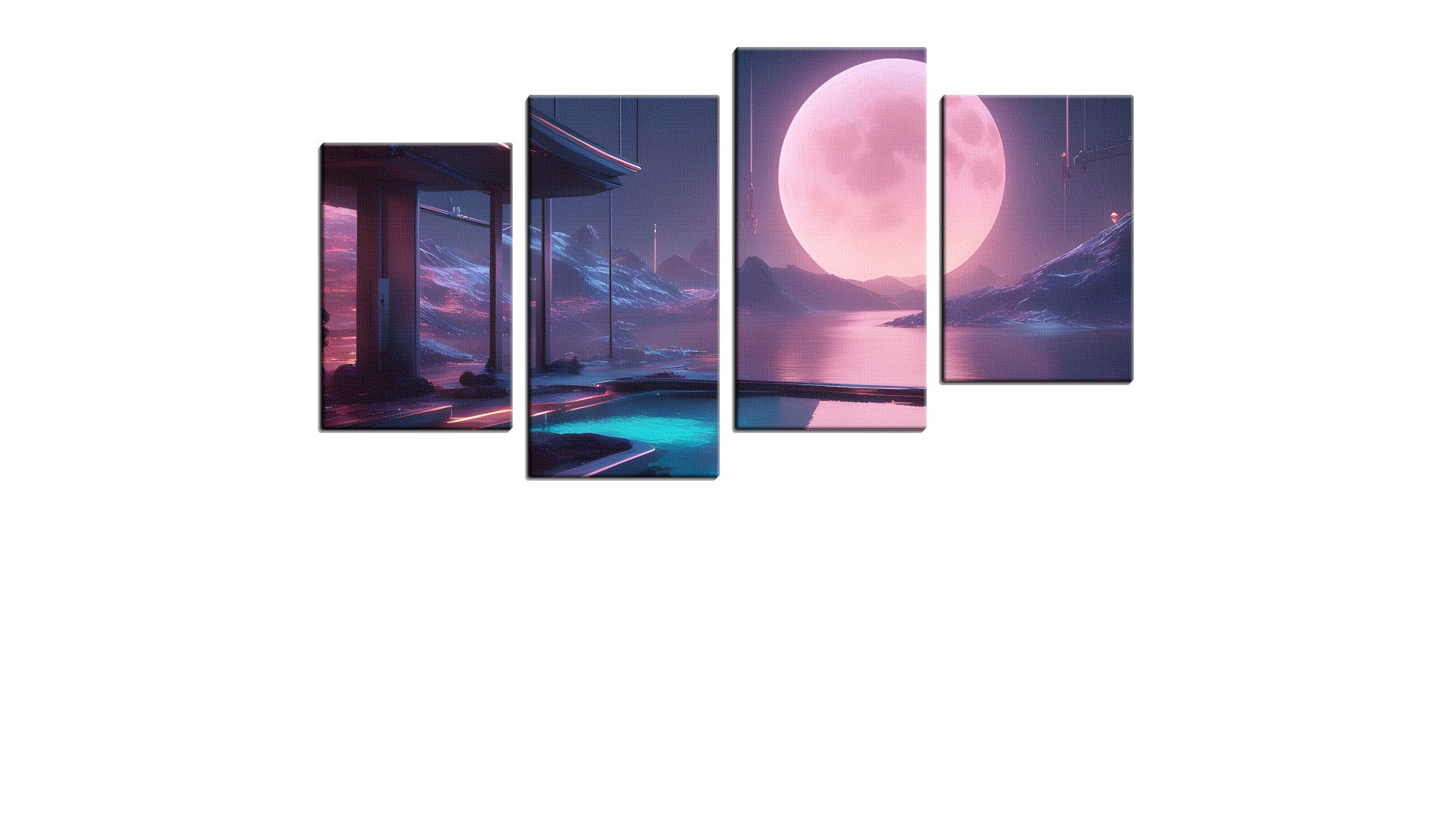 Moon in Pink Neon Glow