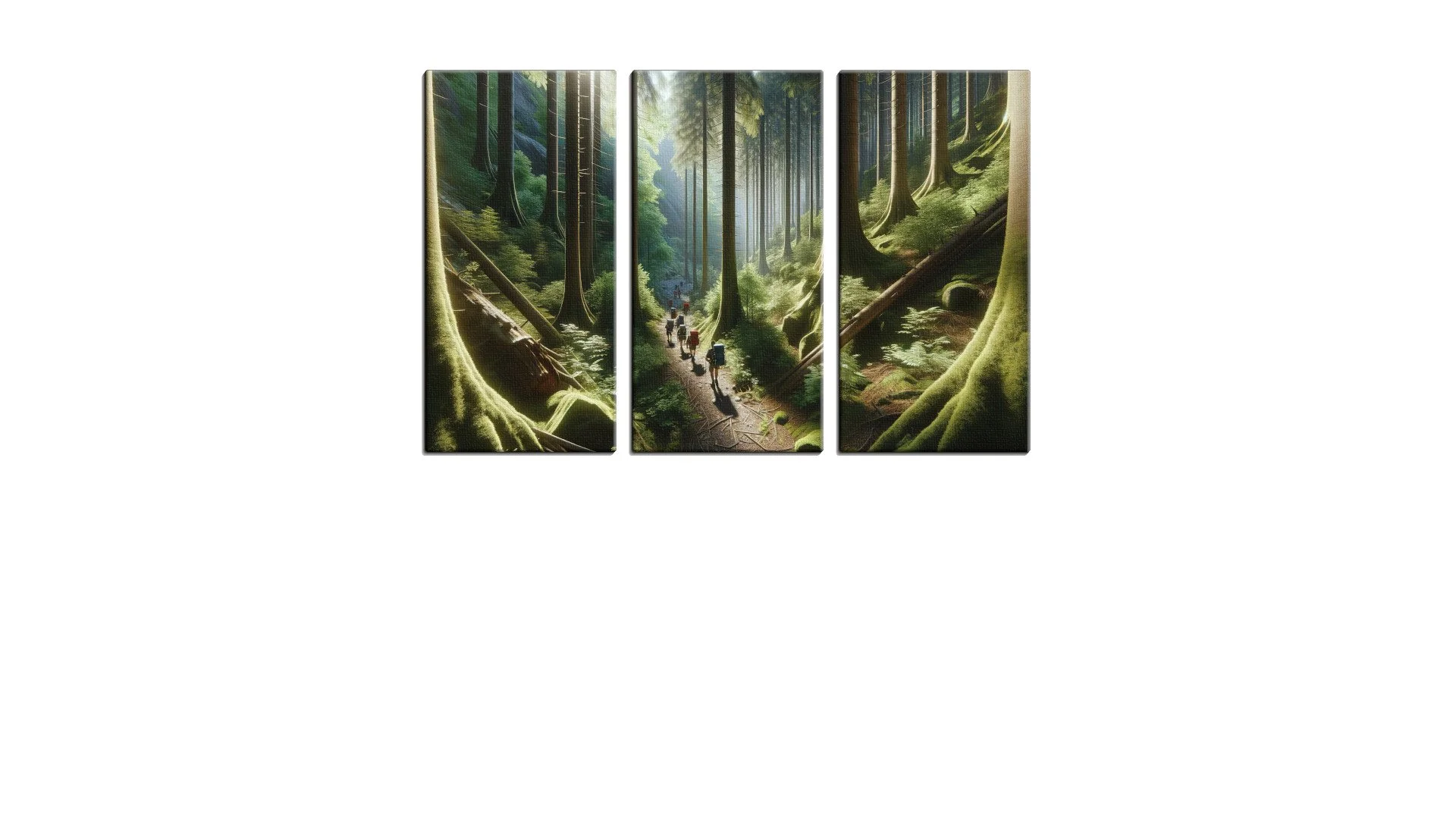 Troop of Hikers in the Forest