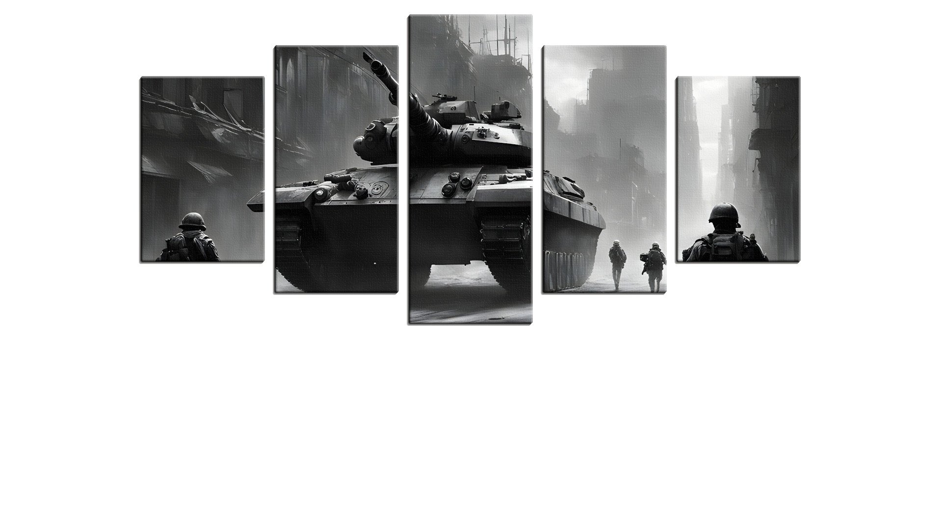 Huge Oppressing Tank in a City War Zone