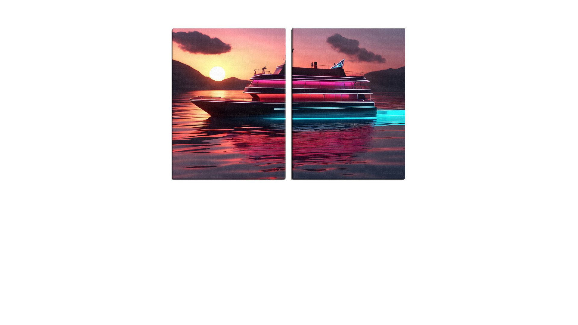 Neon Cruising Yacht at Sundown