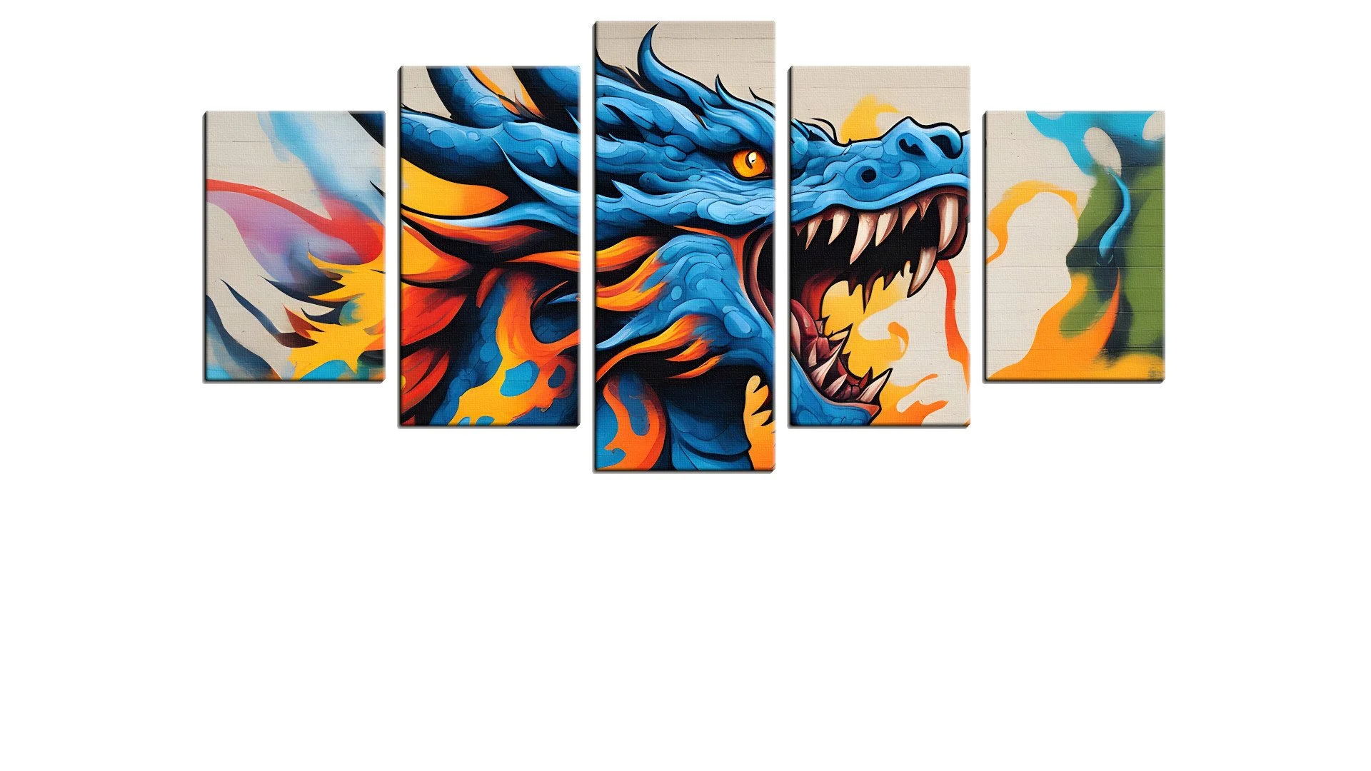 Colourful Blue Dragon Breathing Fire