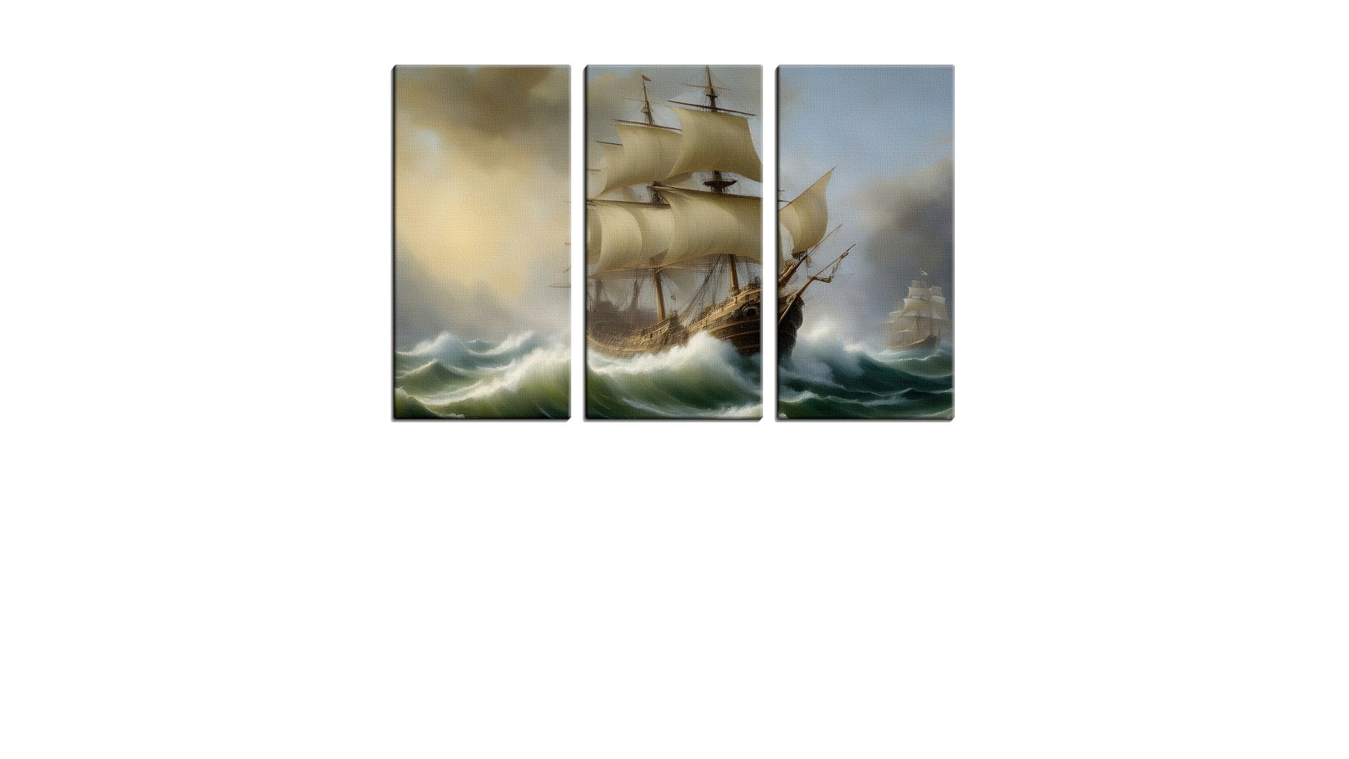 Pair of Frigates Battling the Waves
