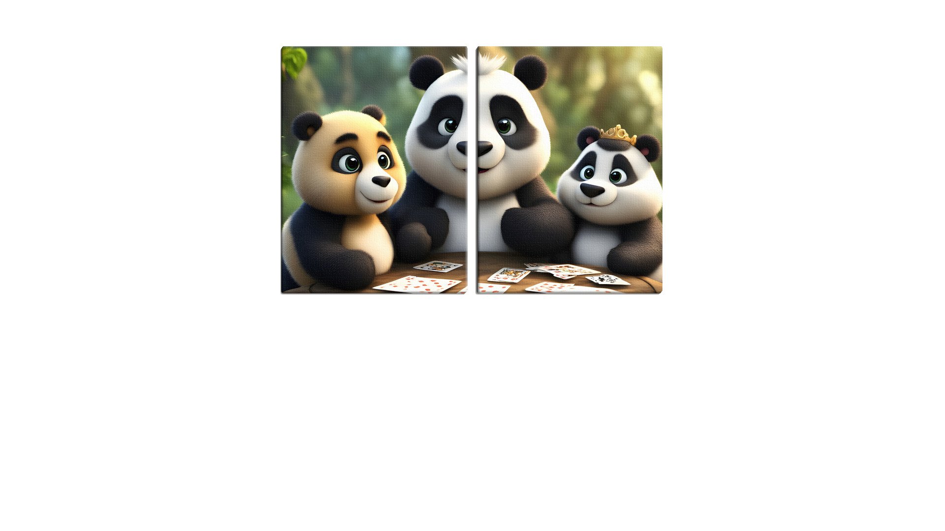 Three Pandas Playing Cards