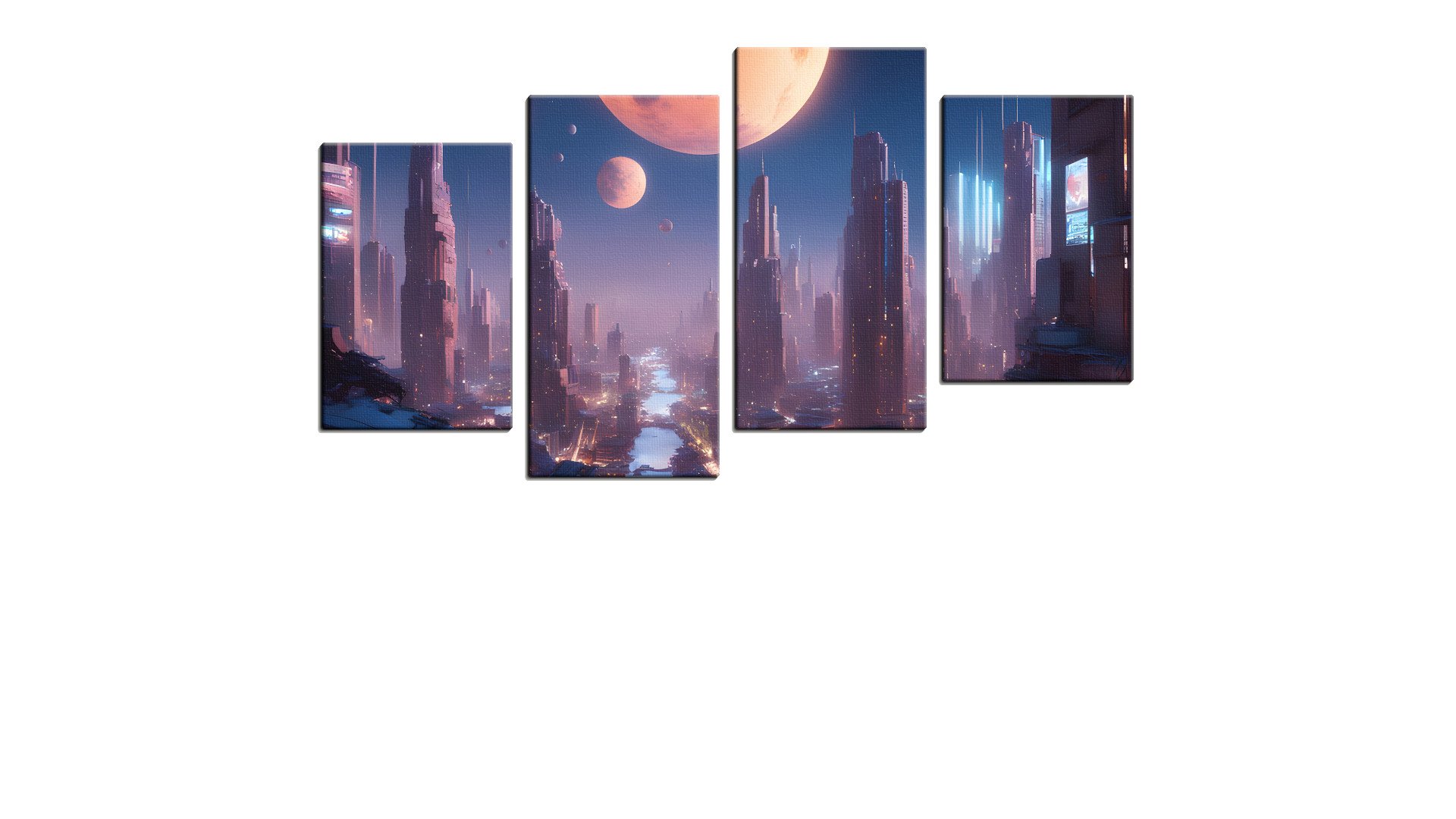 Futuristic City under Many Moons