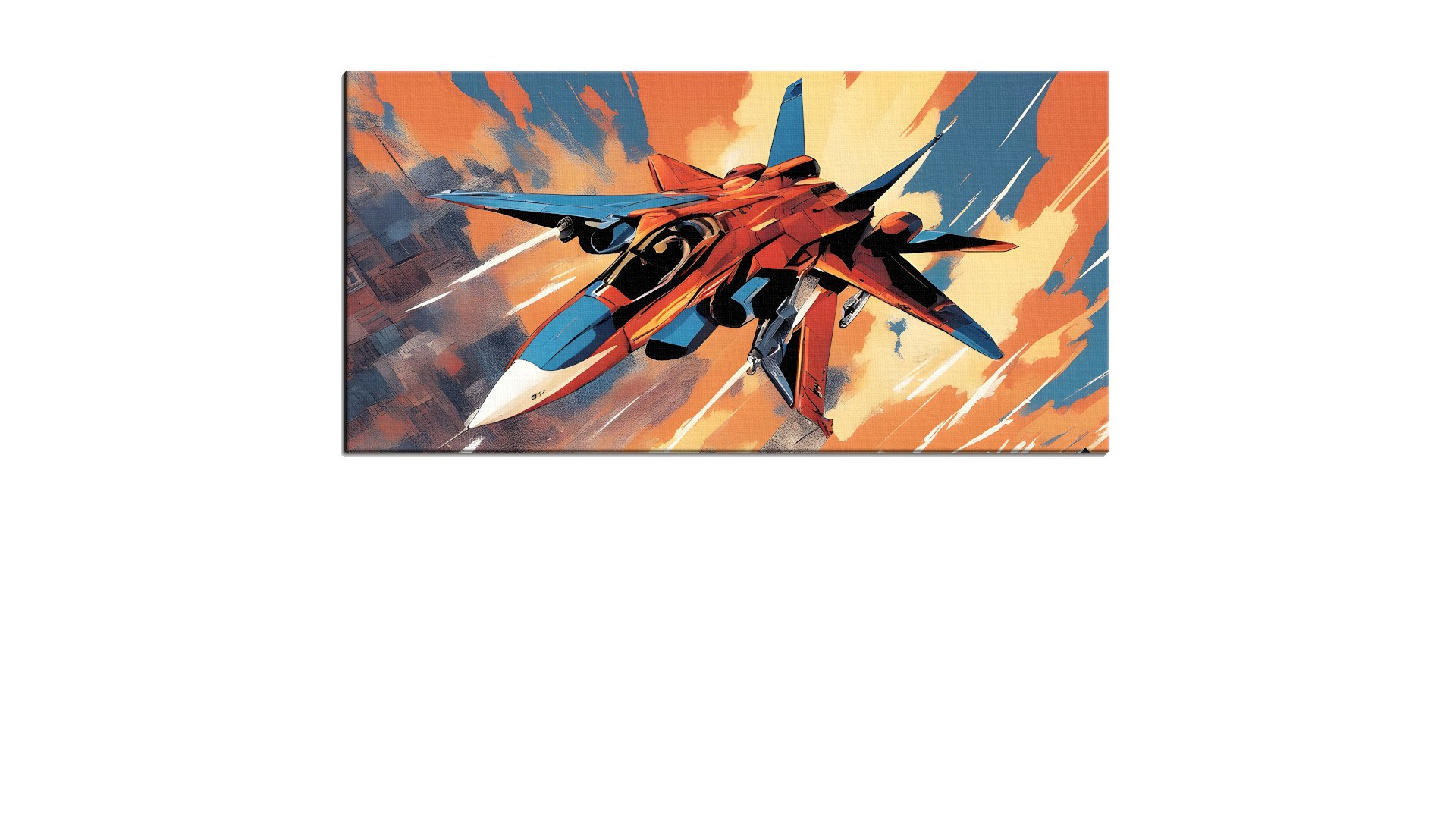 Cartoon Blue and Red Jet Fighter