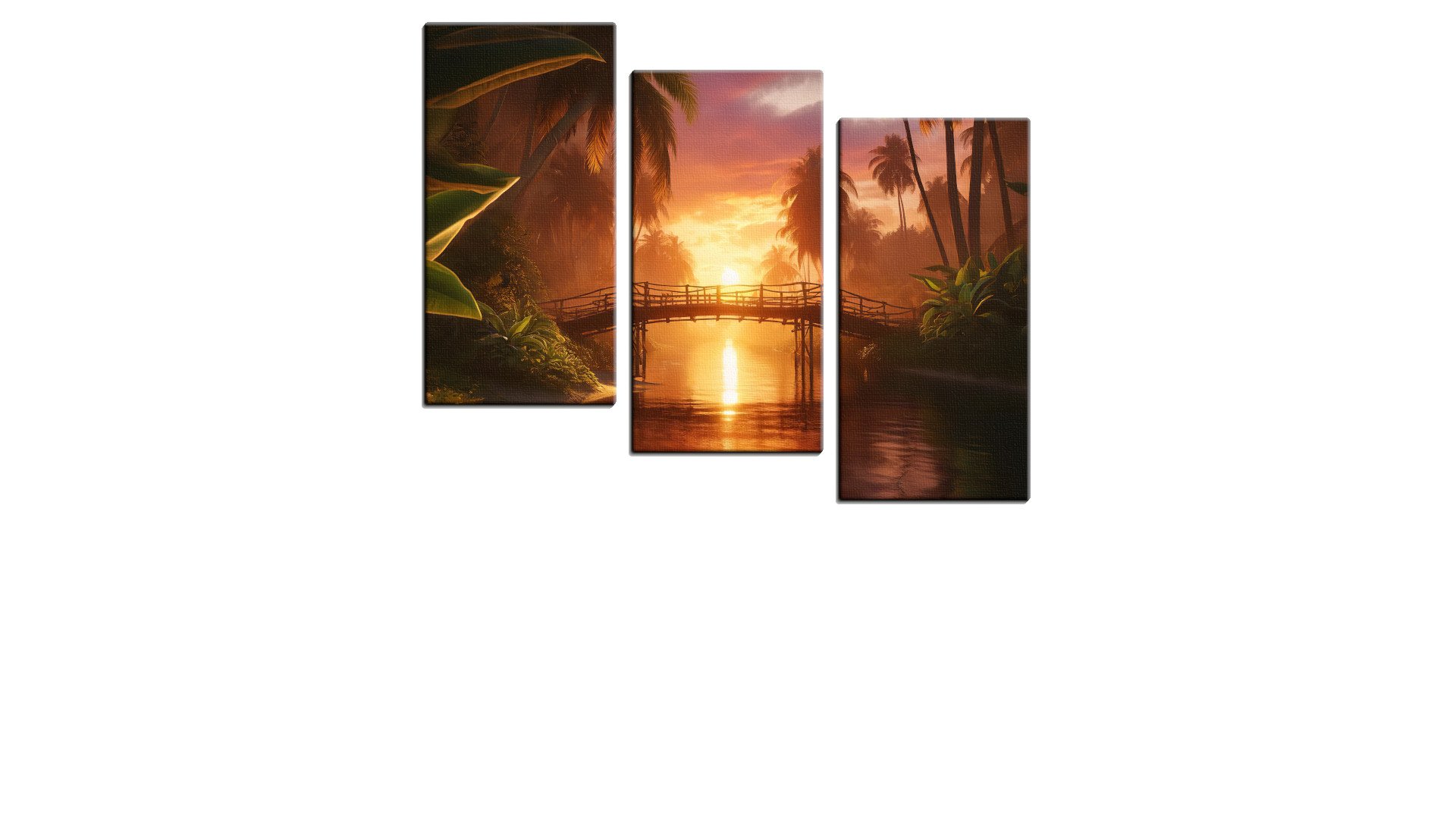 Dark Warm Sunset and Palm Trees