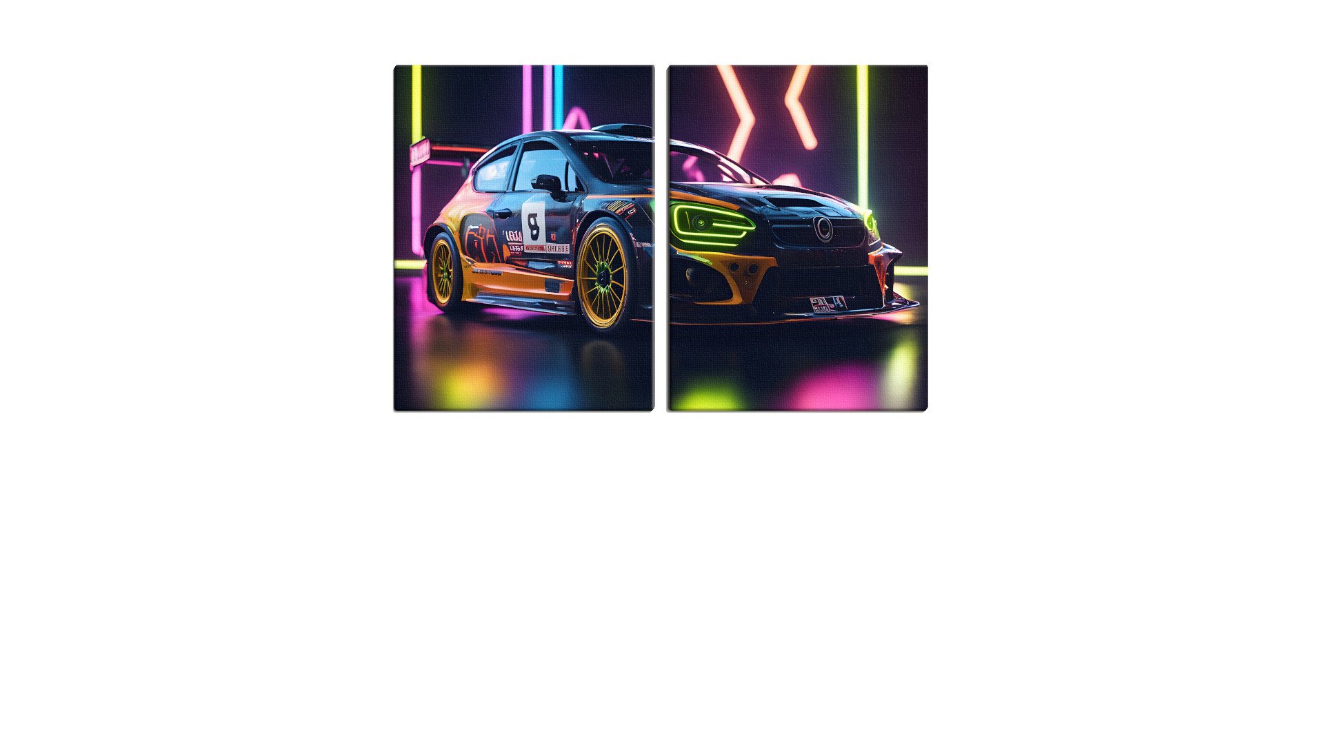 Neon Colourful Rally Car