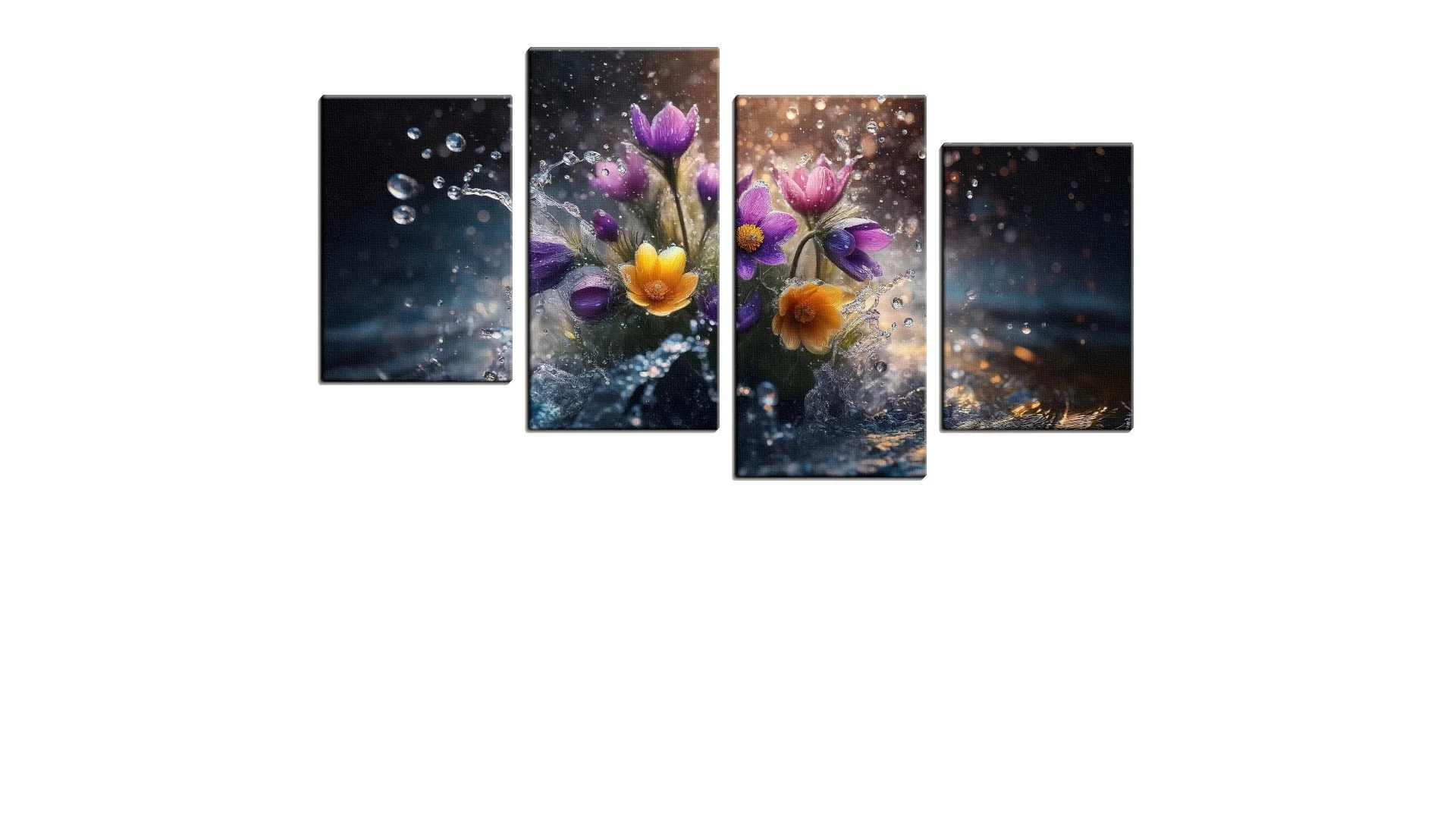 Group of Yellow and Lavender Flowers