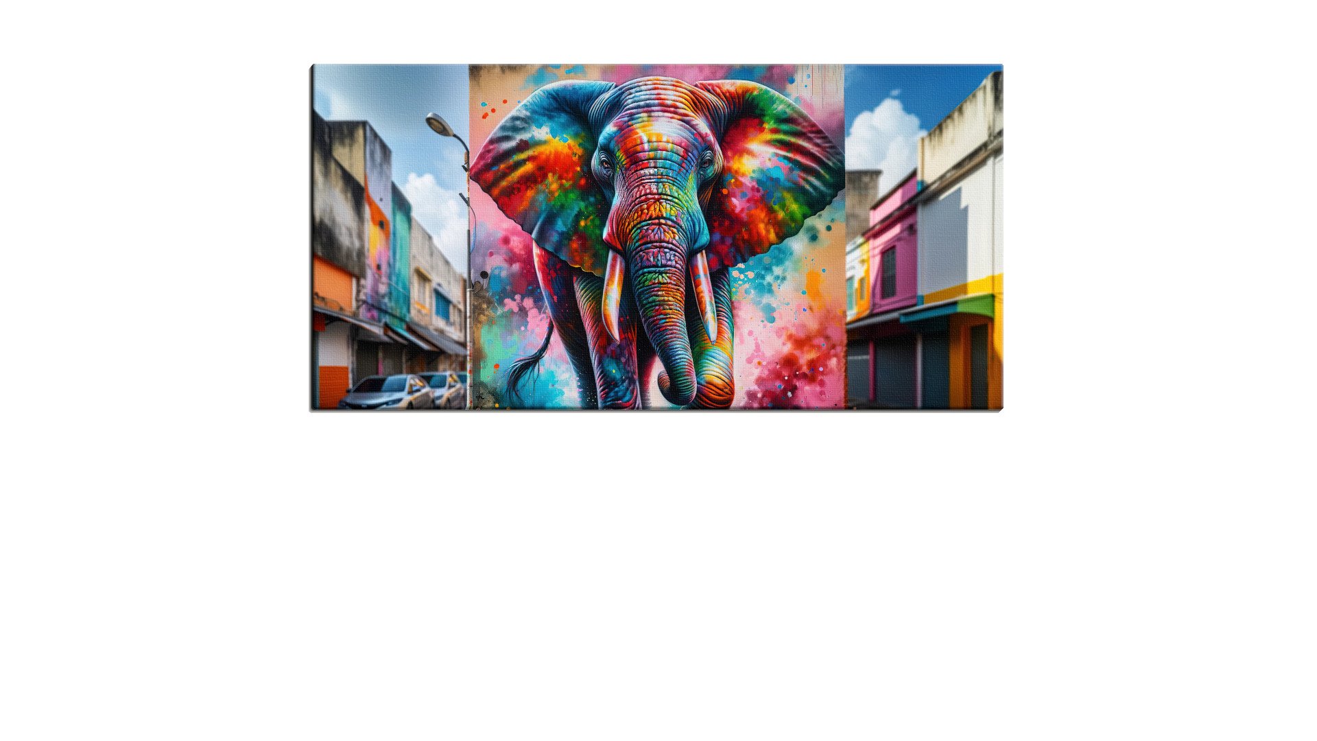 Bright Coloured Elephant on a Building