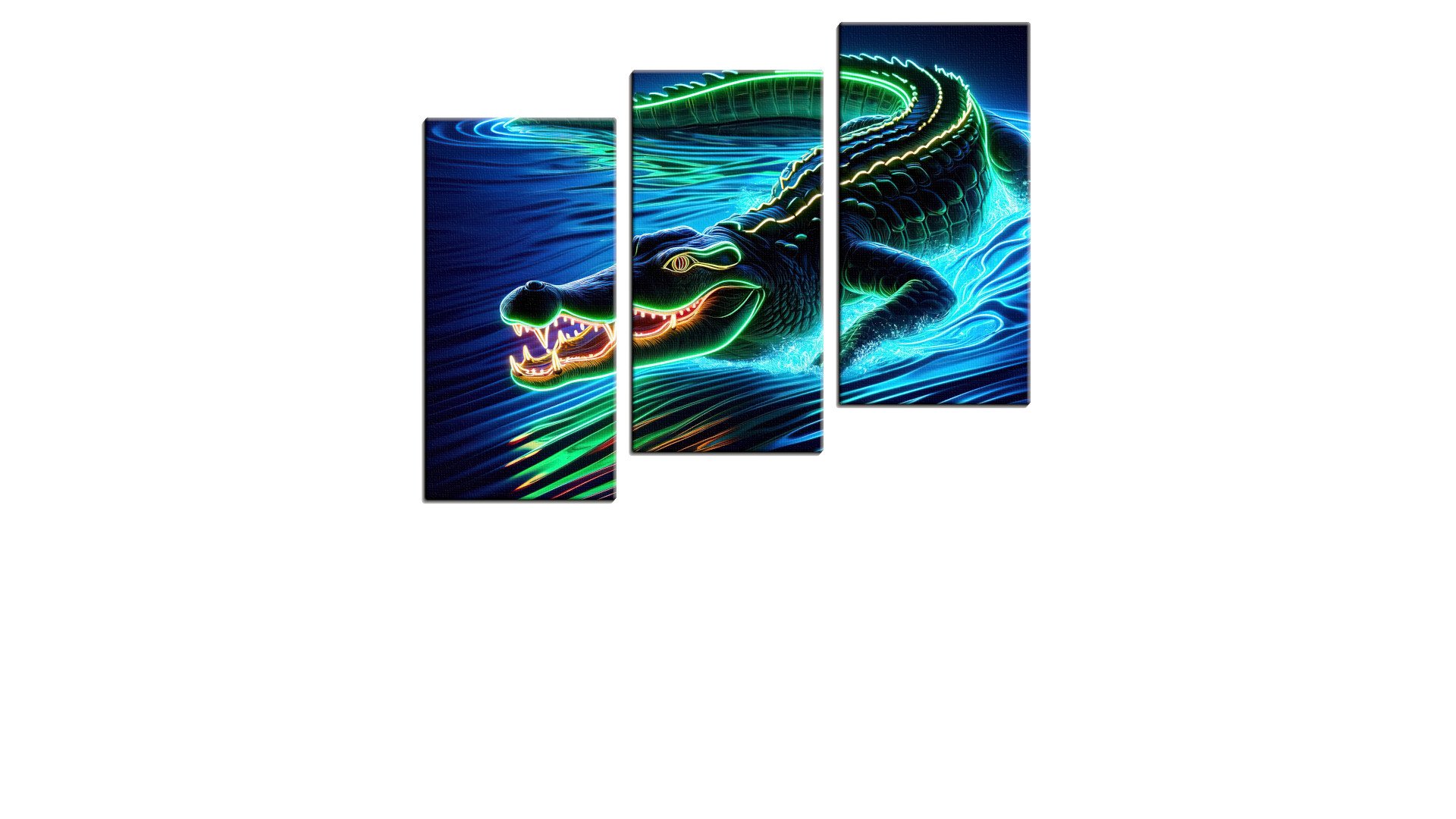 Long Neon Crocodile in Water
