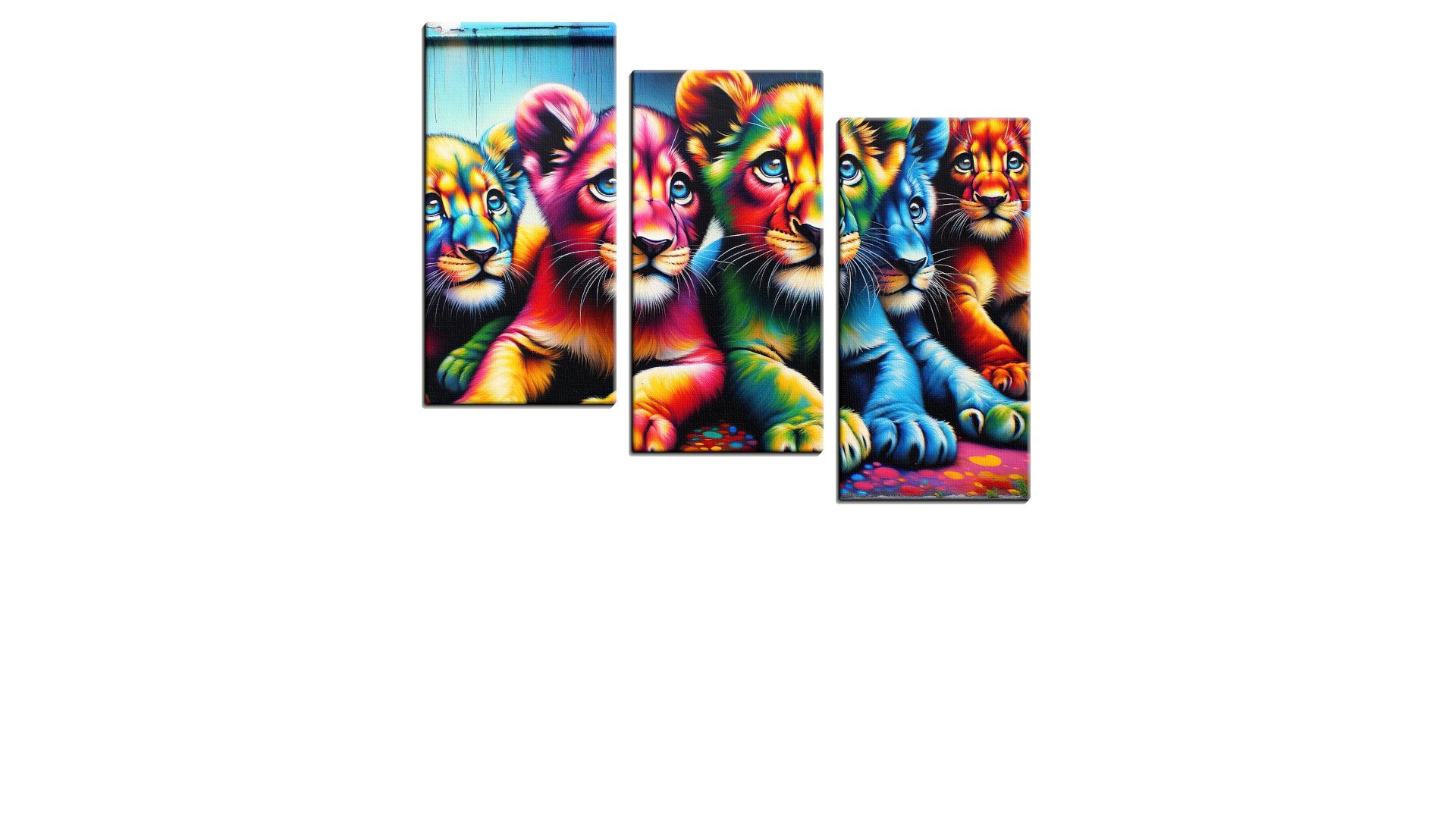 Bright Colourful Group of Lion Cubs