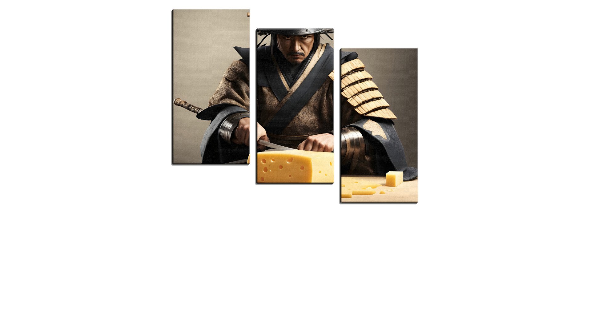 Serious Samurai Slicing Cheese
