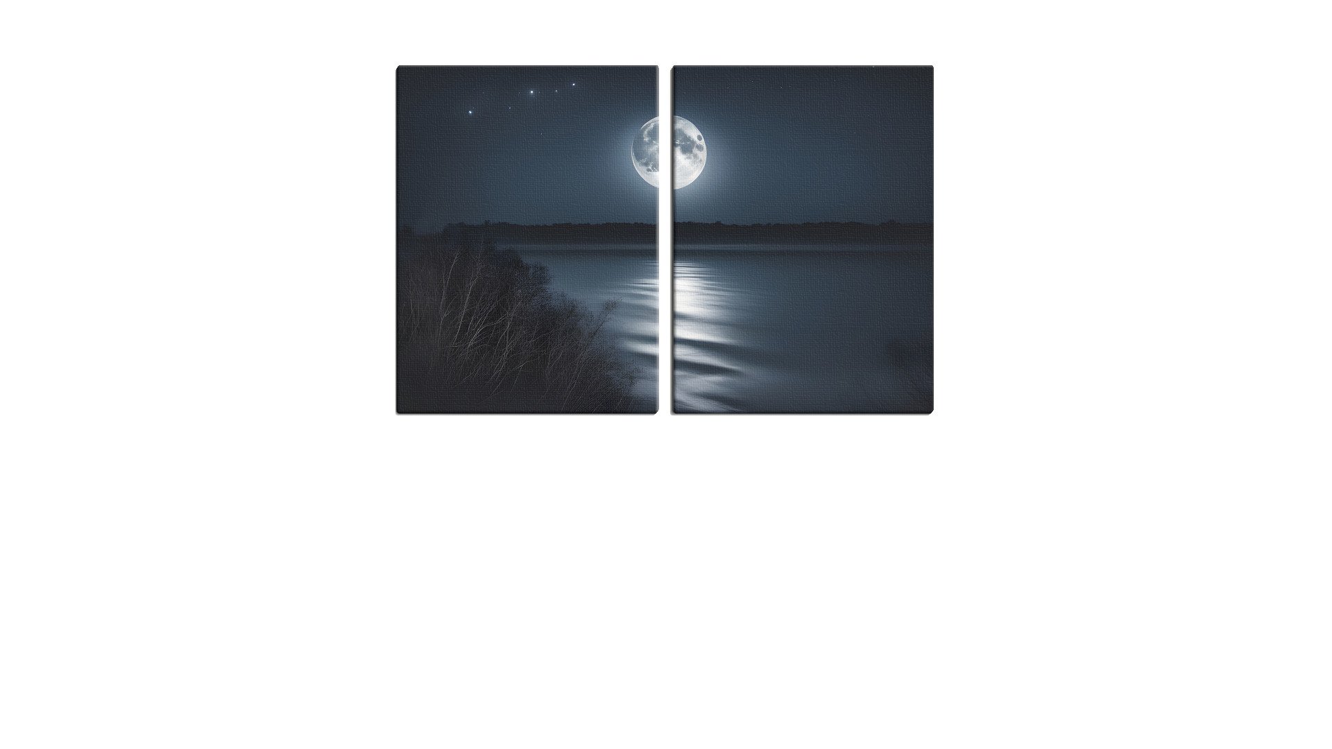 Silent Moon Descending over a Calm Lake