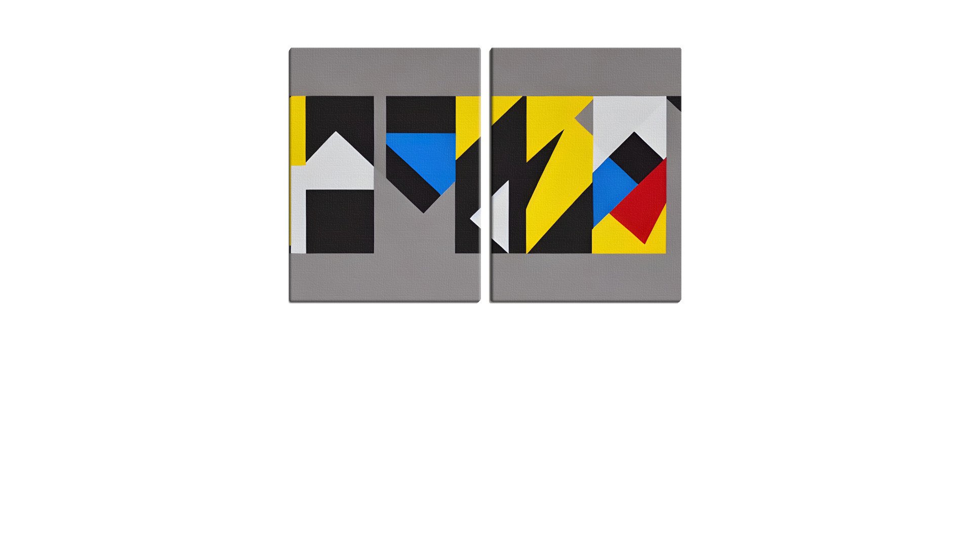 Row of Geometric Totems on Grey