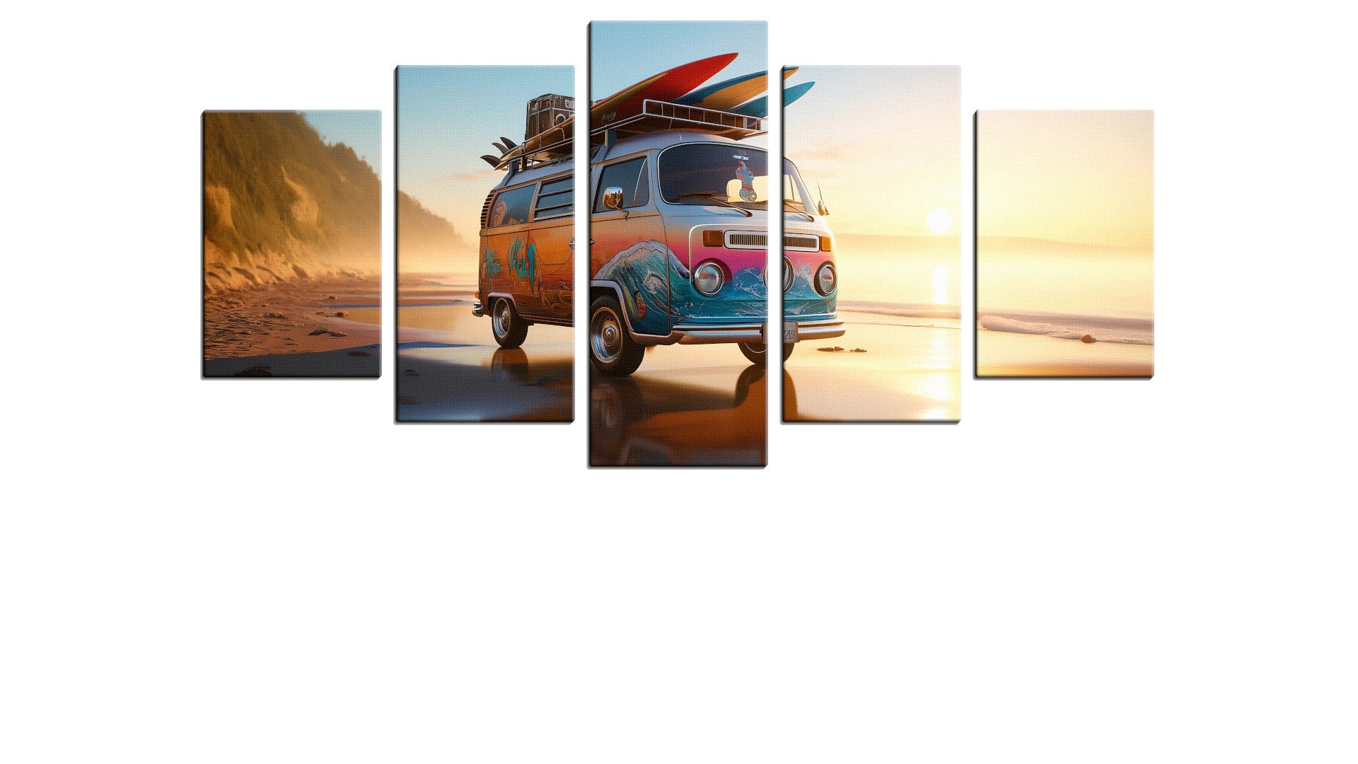 Surfer Camping Van on the Beach