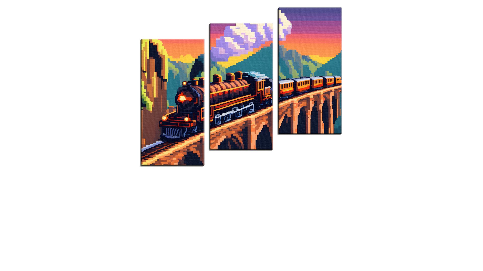 Pixel Steam Train on a Stone Bridge