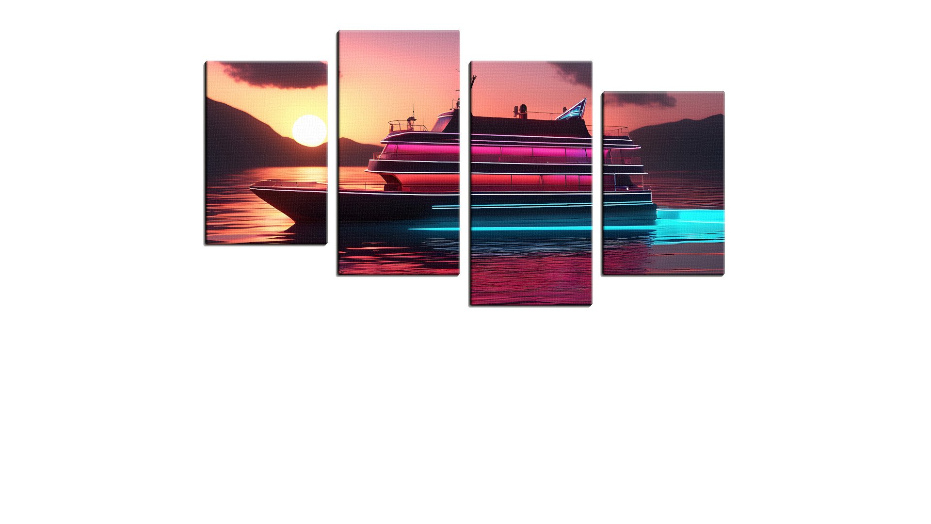 Neon Cruising Yacht at Sundown