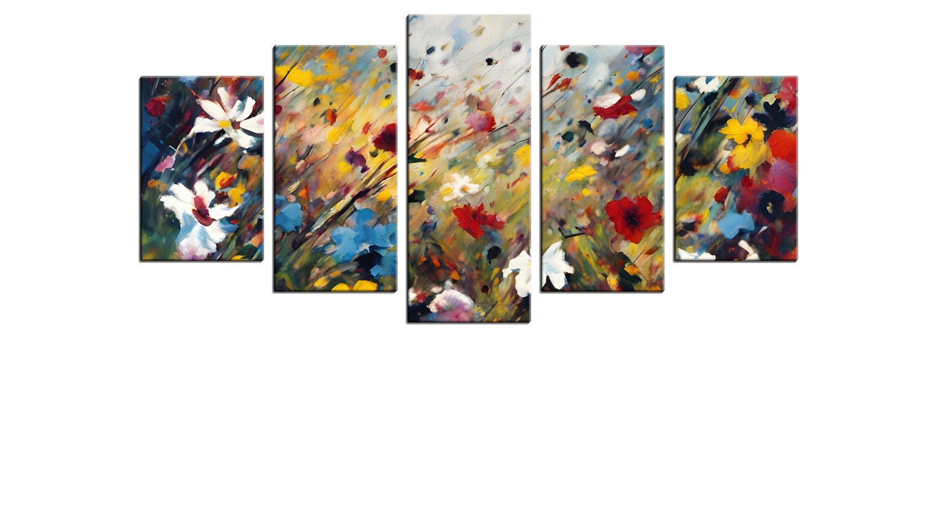Frantic Painting of Flowers in the Wind
