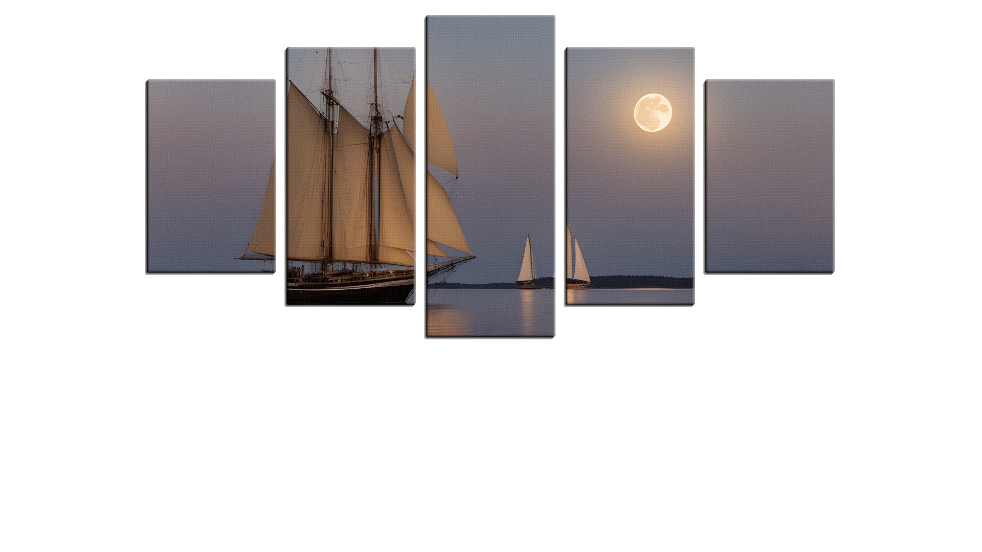 Moored Frigate on a Calm Moonlit Sea