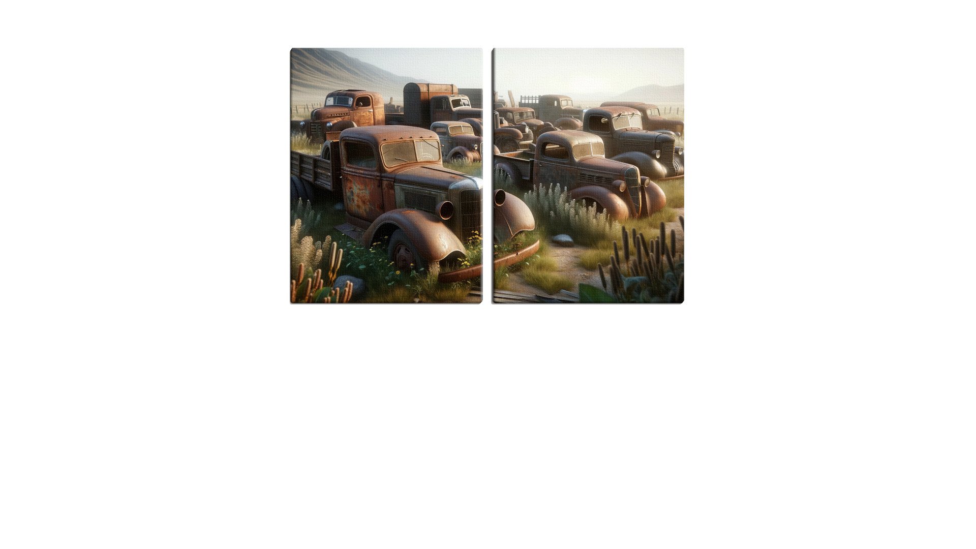 Secluded Junk Yard of Trucks
